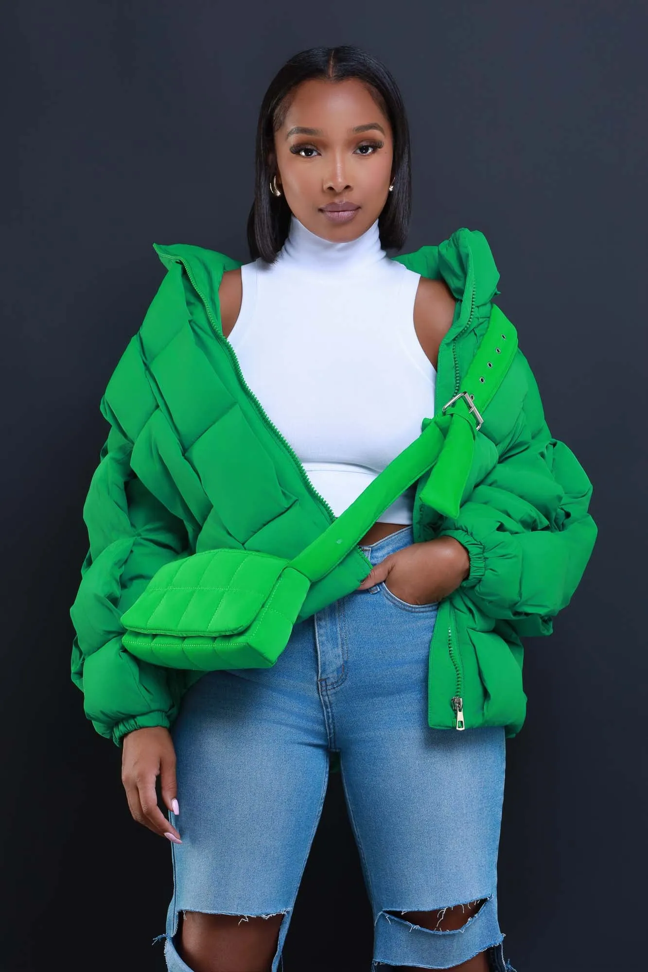 Go Dutch Oversized Puffer Jacket - Green