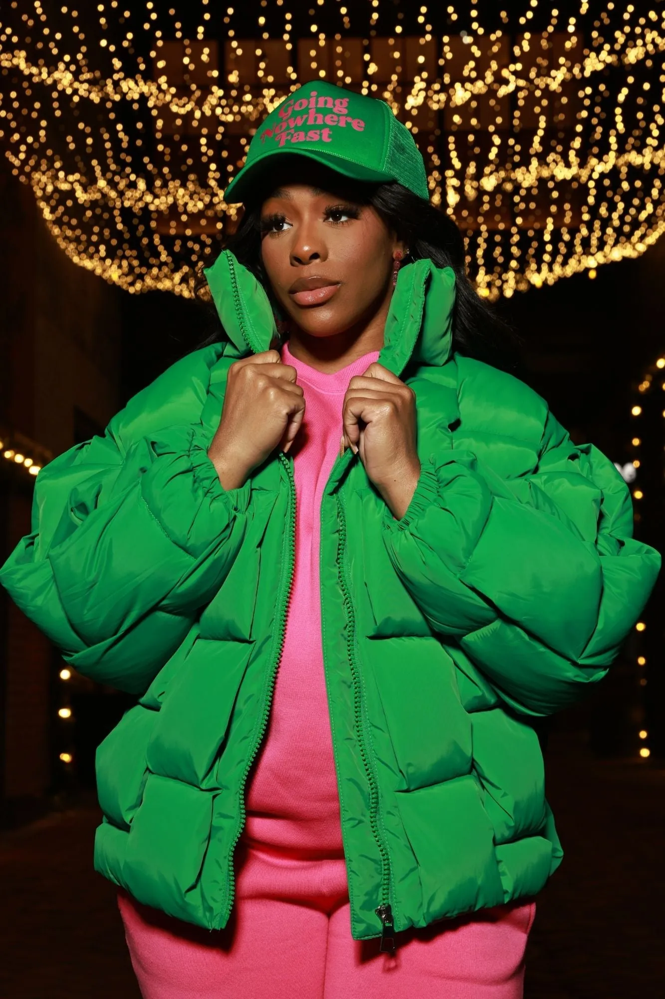 Go Dutch Oversized Puffer Jacket - Green