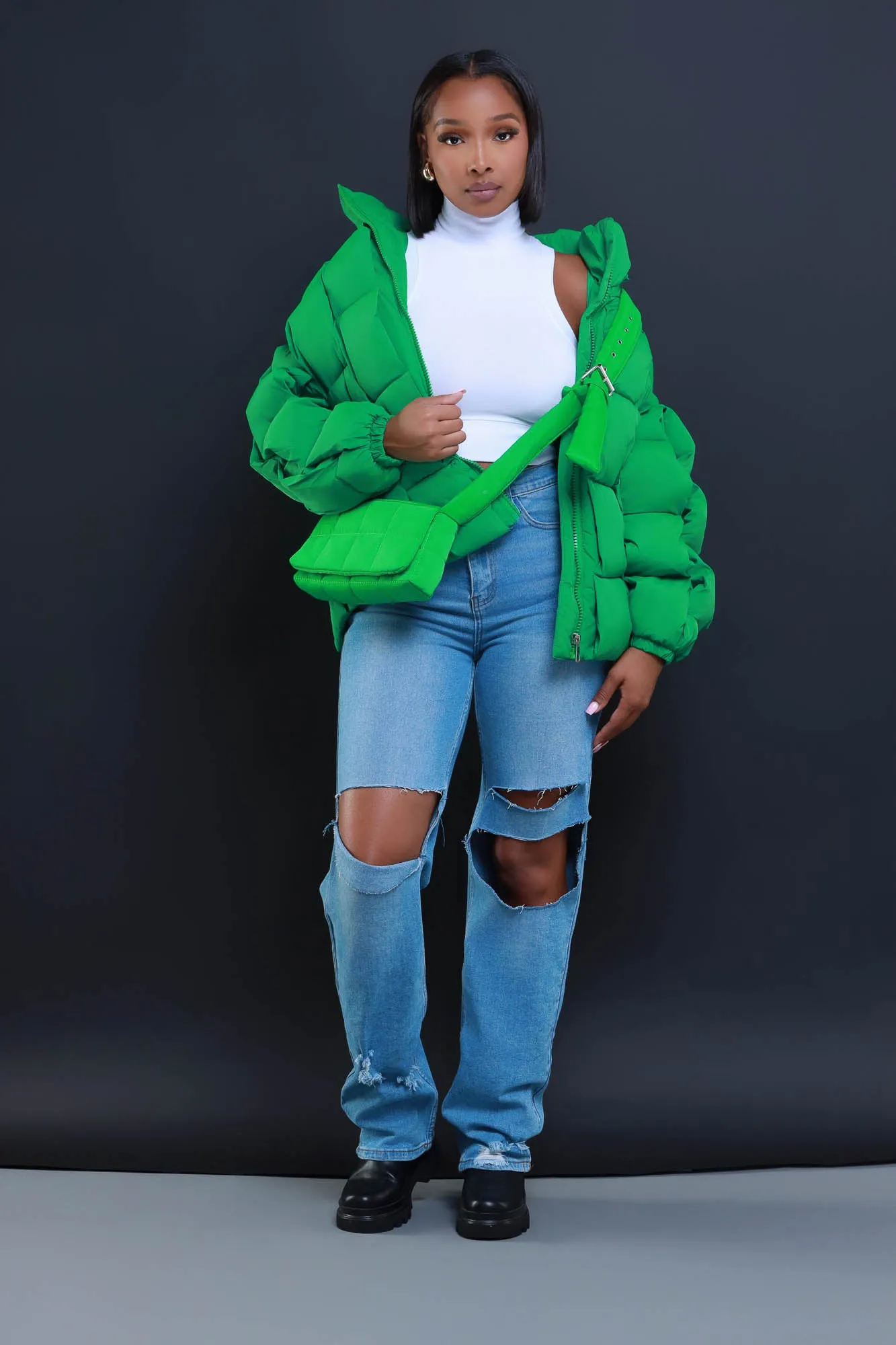 Go Dutch Oversized Puffer Jacket - Green