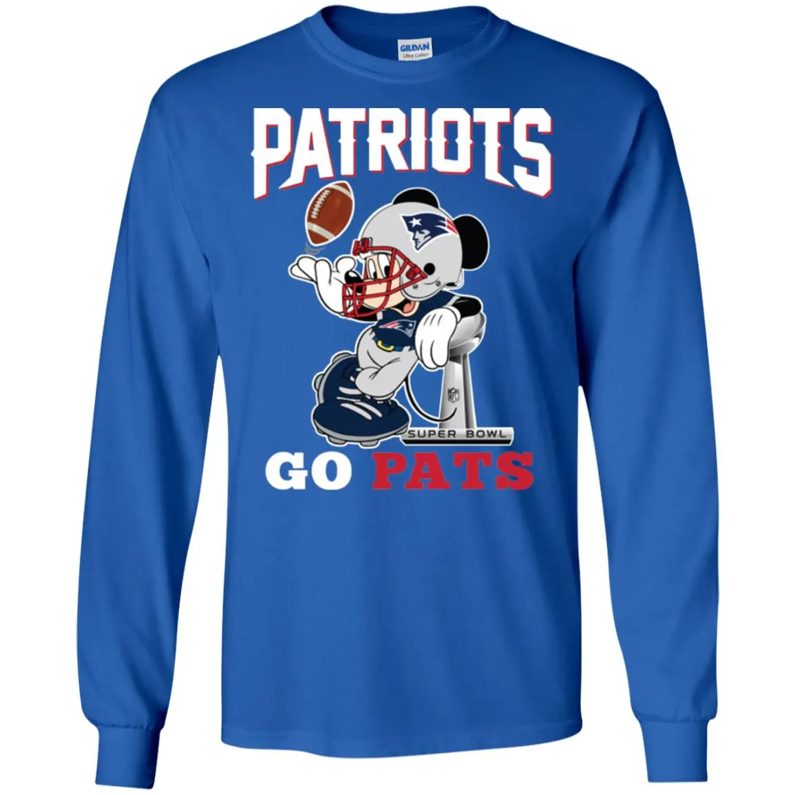 Go Pats - New England Patriots Super Bowl 2019 Mickey Mouse Football Nfl Men Long Sleeve Shirt