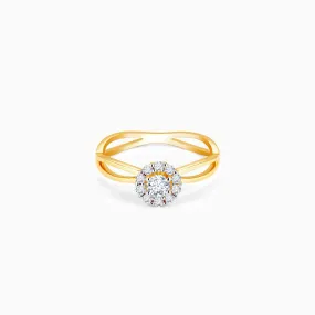 Gold Sparkling Love Diamond Ring