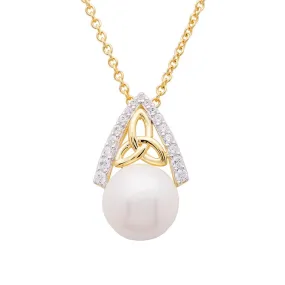 Gold Vermeil Studded Trinity Knot Pearl Pendant