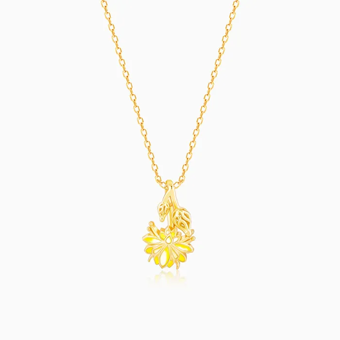 Golden Brilliant Brahma Kamal Pendant with Link  Chain