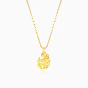 Golden Brilliant Brahma Kamal Pendant with Link  Chain