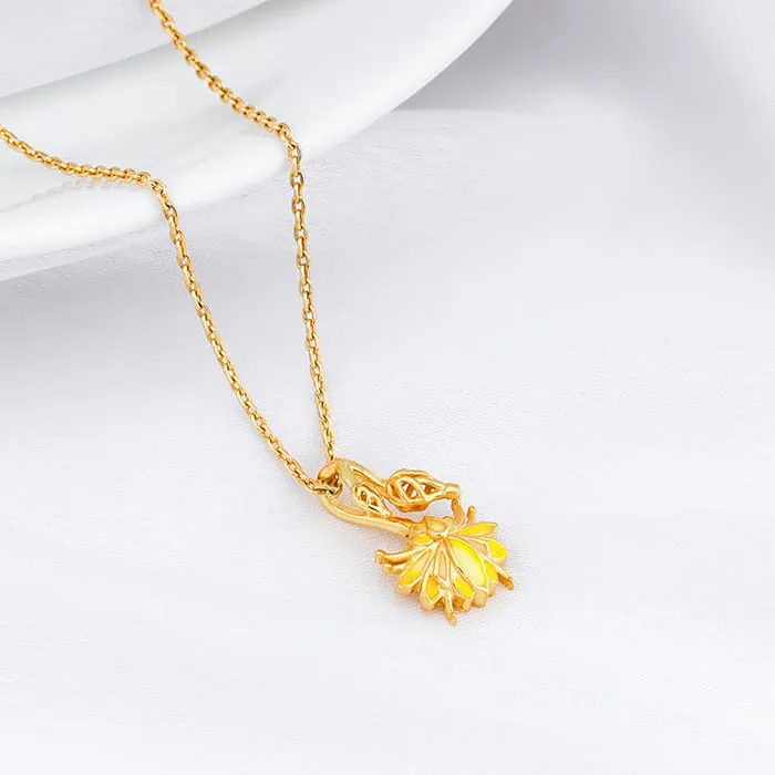 Golden Brilliant Brahma Kamal Pendant with Link  Chain