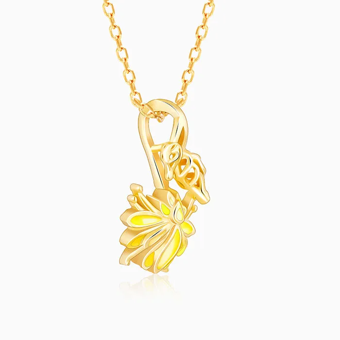 Golden Brilliant Brahma Kamal Pendant with Link  Chain