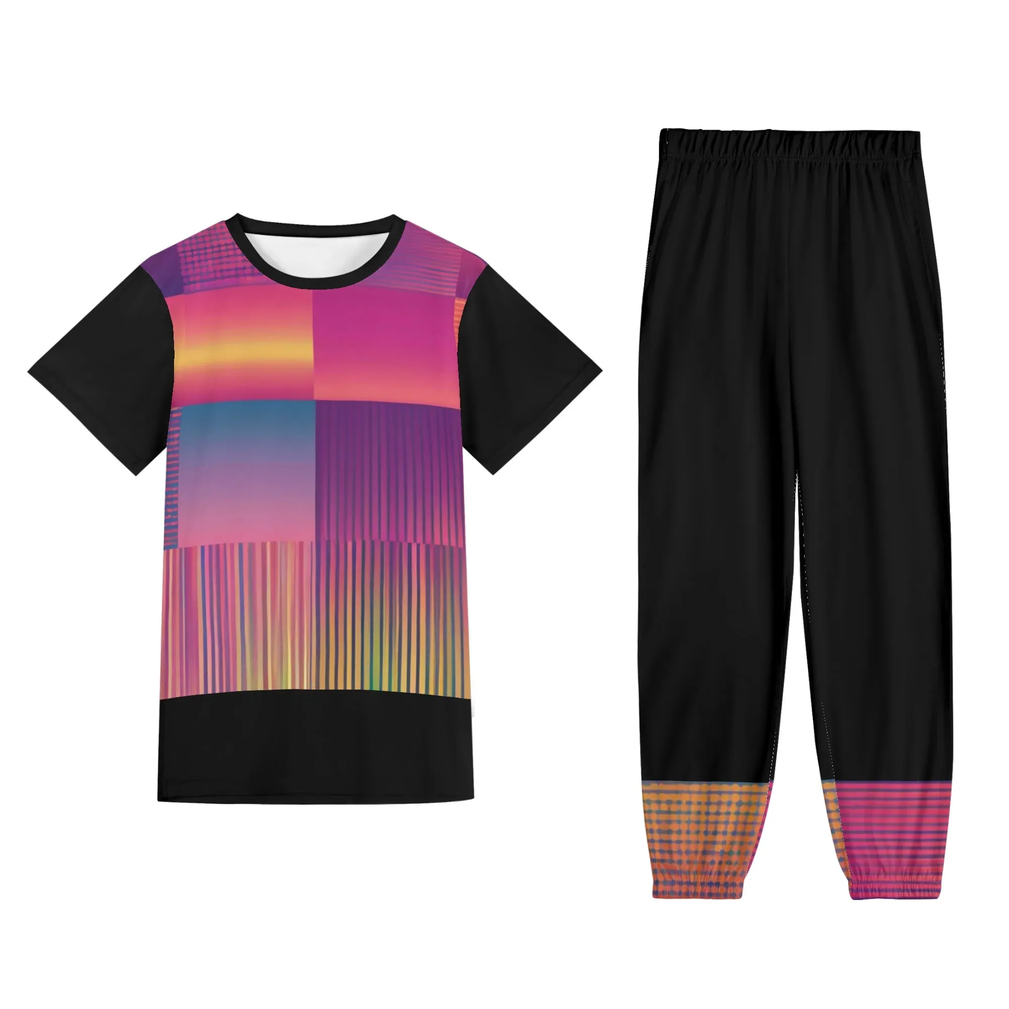 Gradient Style Womens Short Sleeve Sports Outfit Set