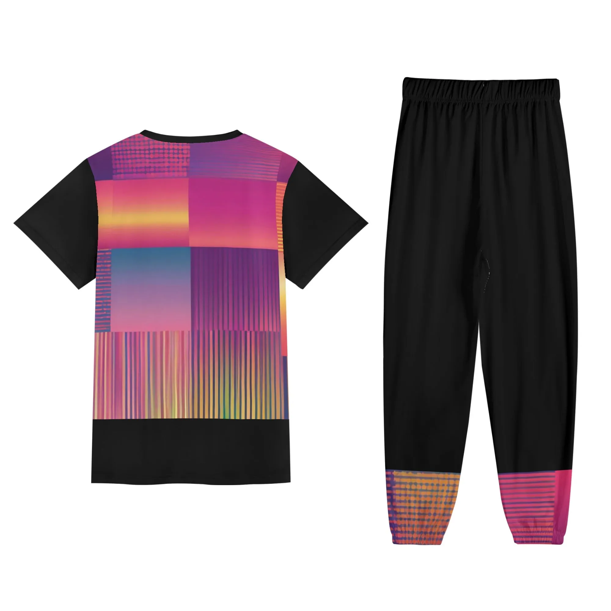 Gradient Style Womens Short Sleeve Sports Outfit Set