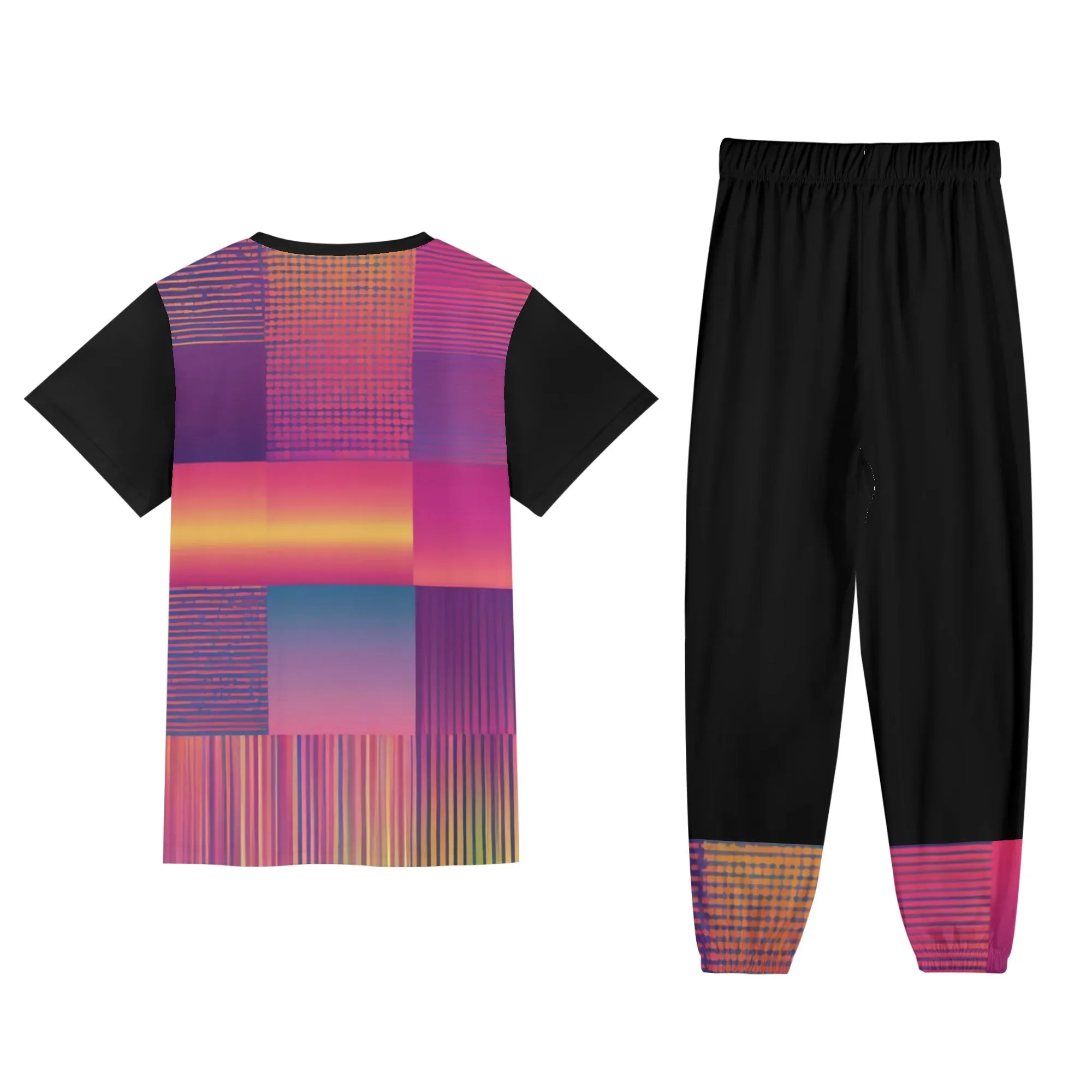 Gradient Style Womens Short Sleeve Sports Outfit Set