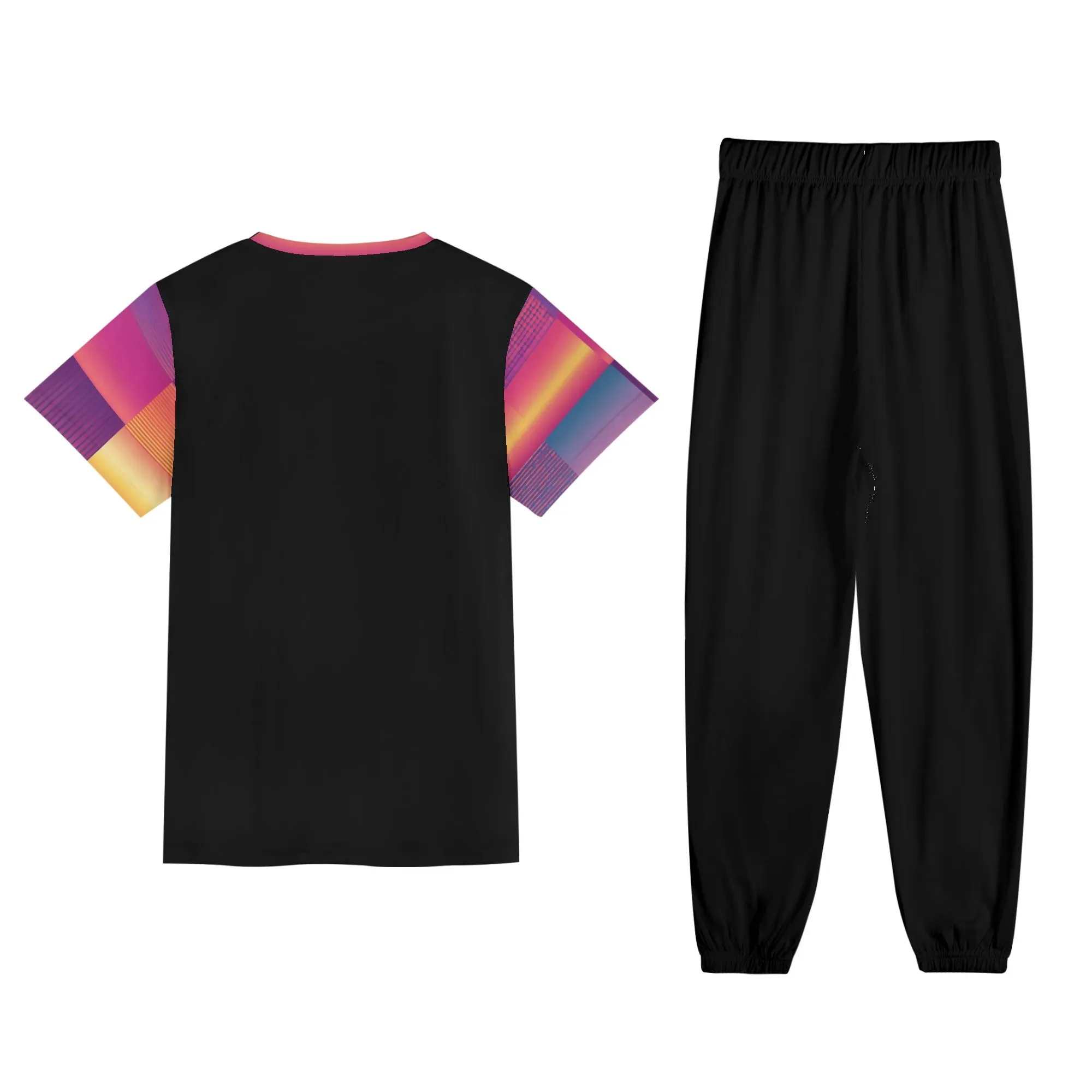 Gradient Style Womens Short Sleeve Sports Outfit Set