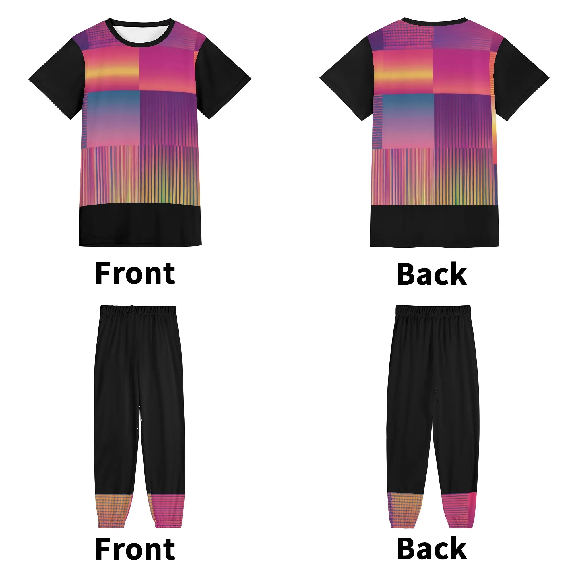 Gradient Style Womens Short Sleeve Sports Outfit Set