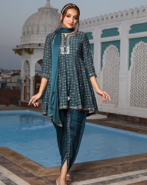 Green Kurta Dupatta Tulip Pants