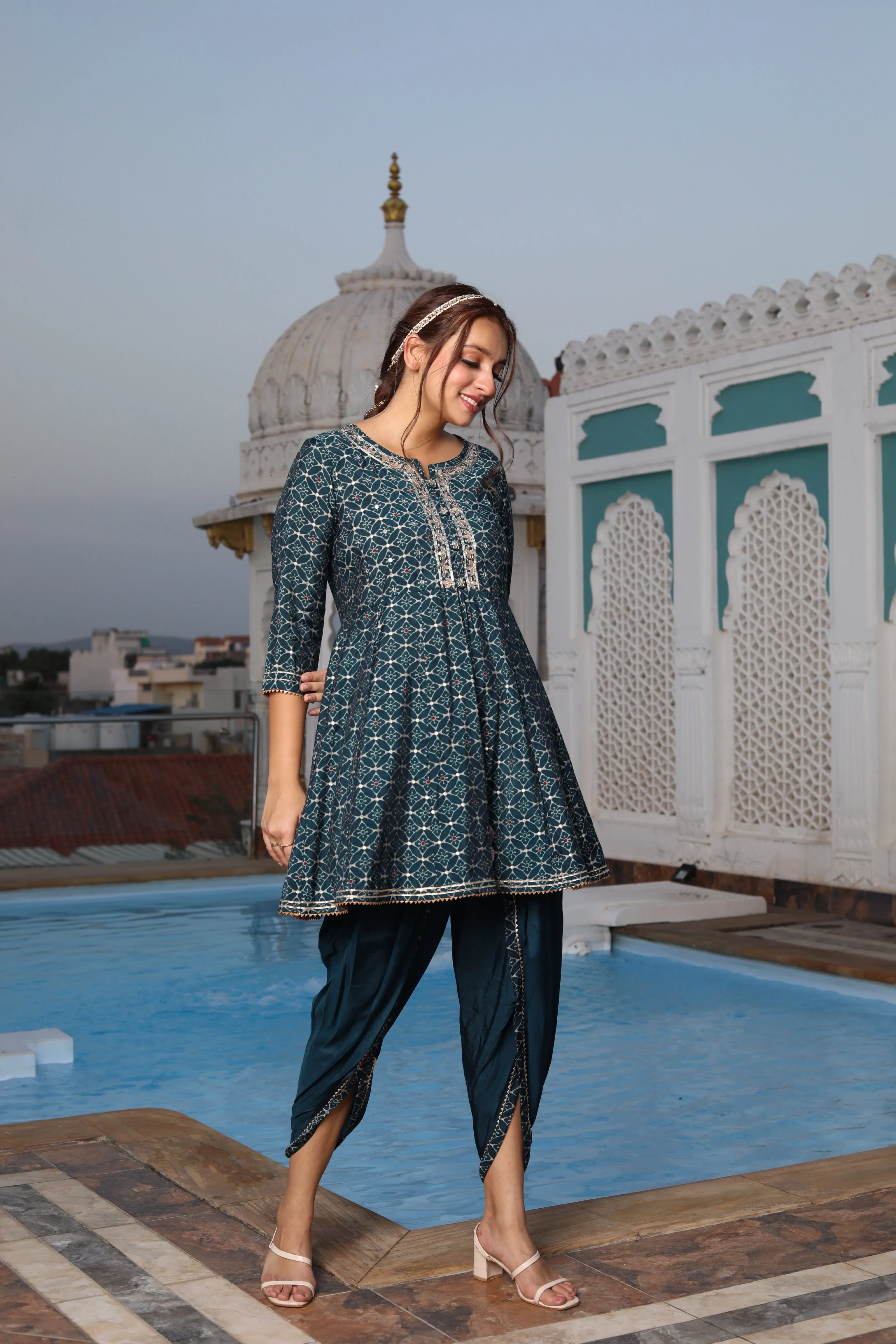 Green Kurta Dupatta Tulip Pants