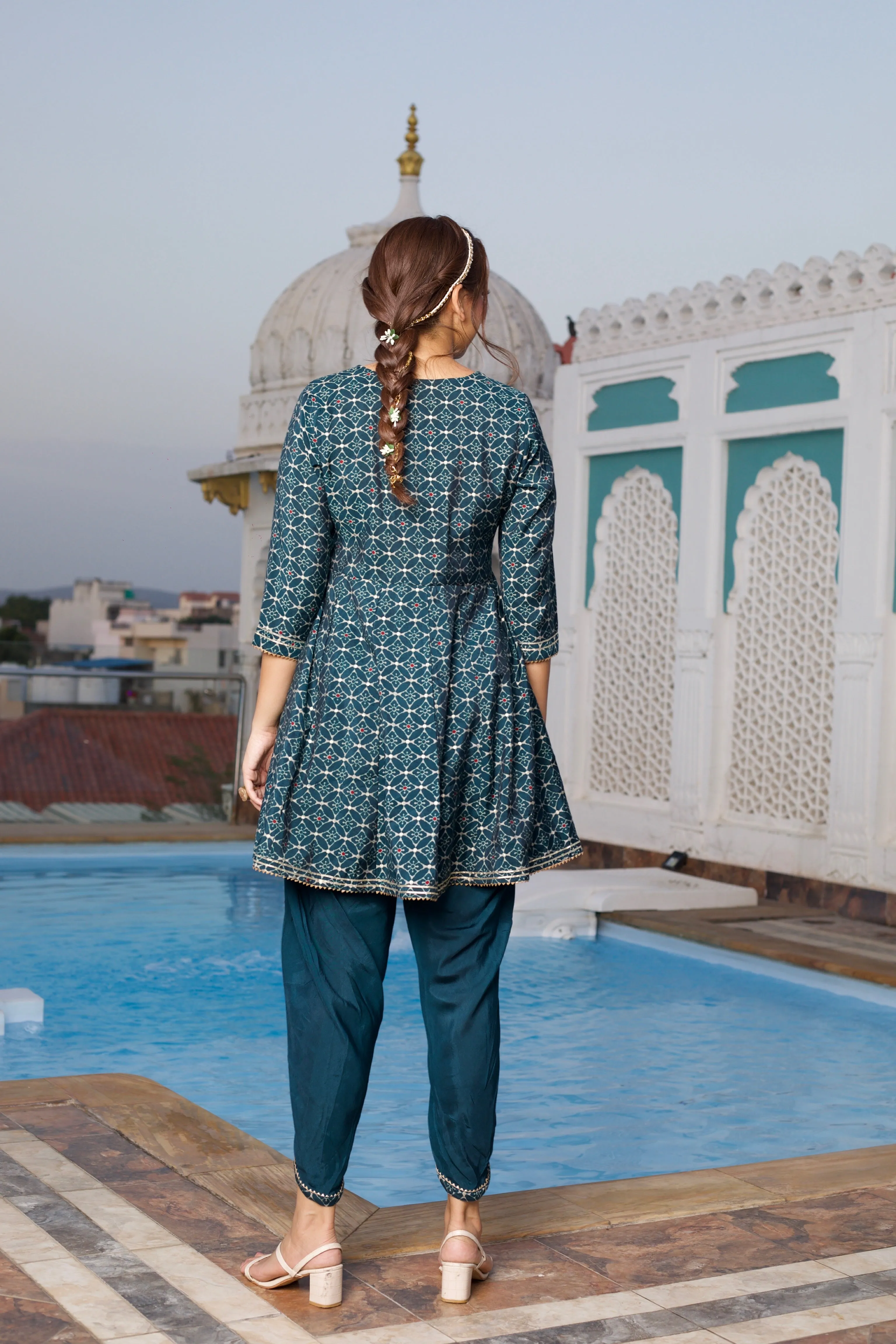 Green Kurta Dupatta Tulip Pants