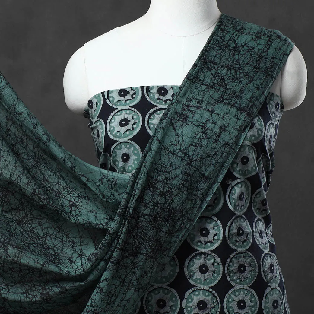 Green - Kutch Print Cotton 3pc Batik Dress Material 96