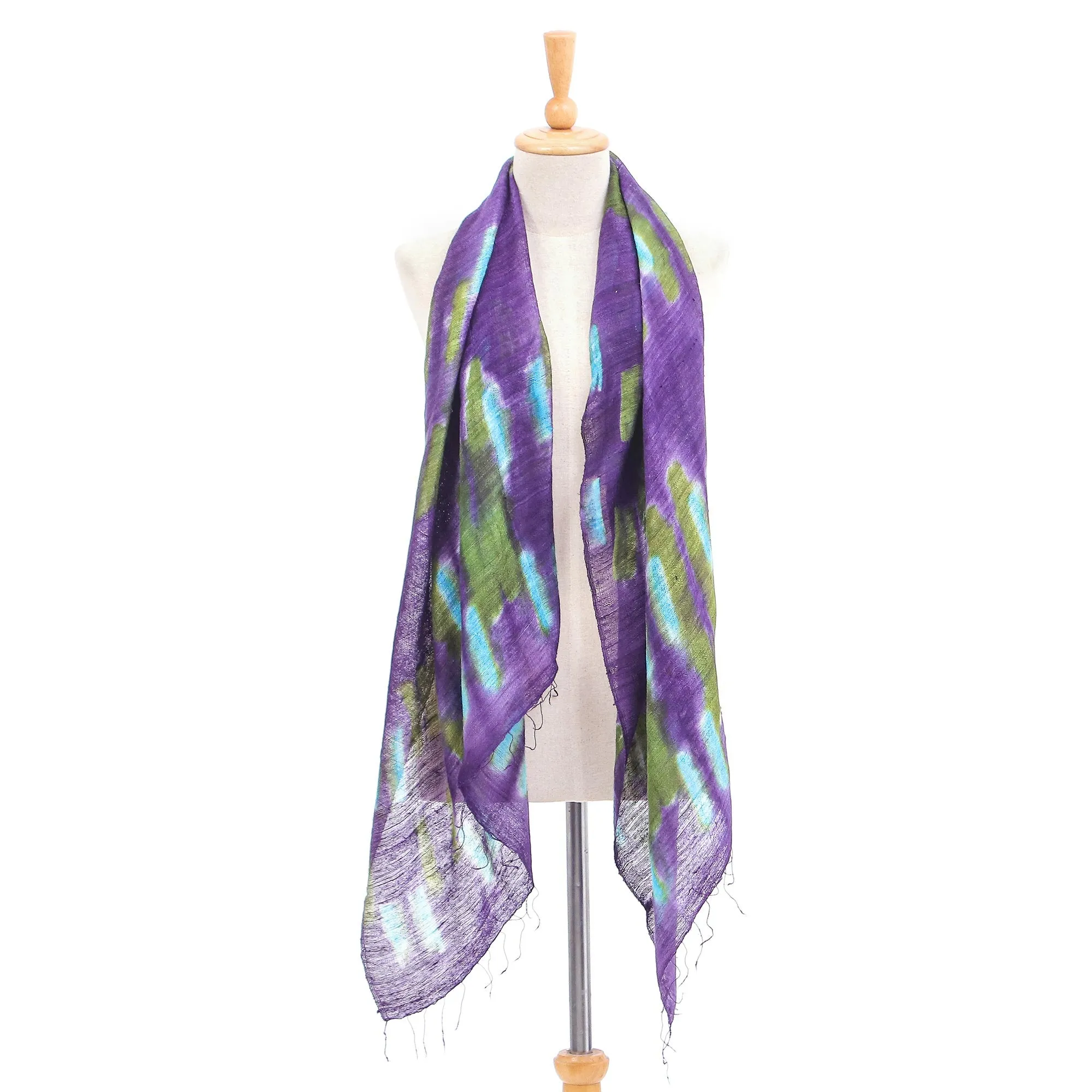 Handmade Batik Silk Scarf from Thailand - Vivid Night | NOVICA