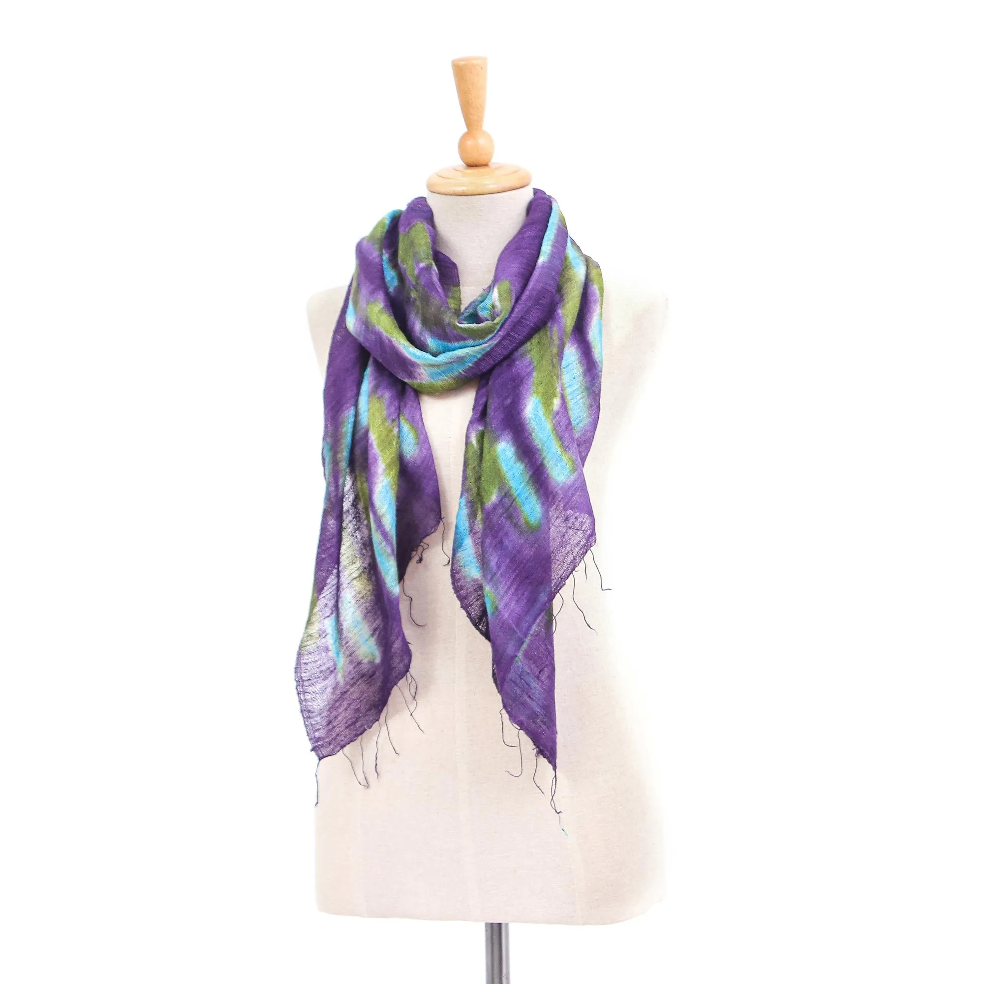 Handmade Batik Silk Scarf from Thailand - Vivid Night | NOVICA