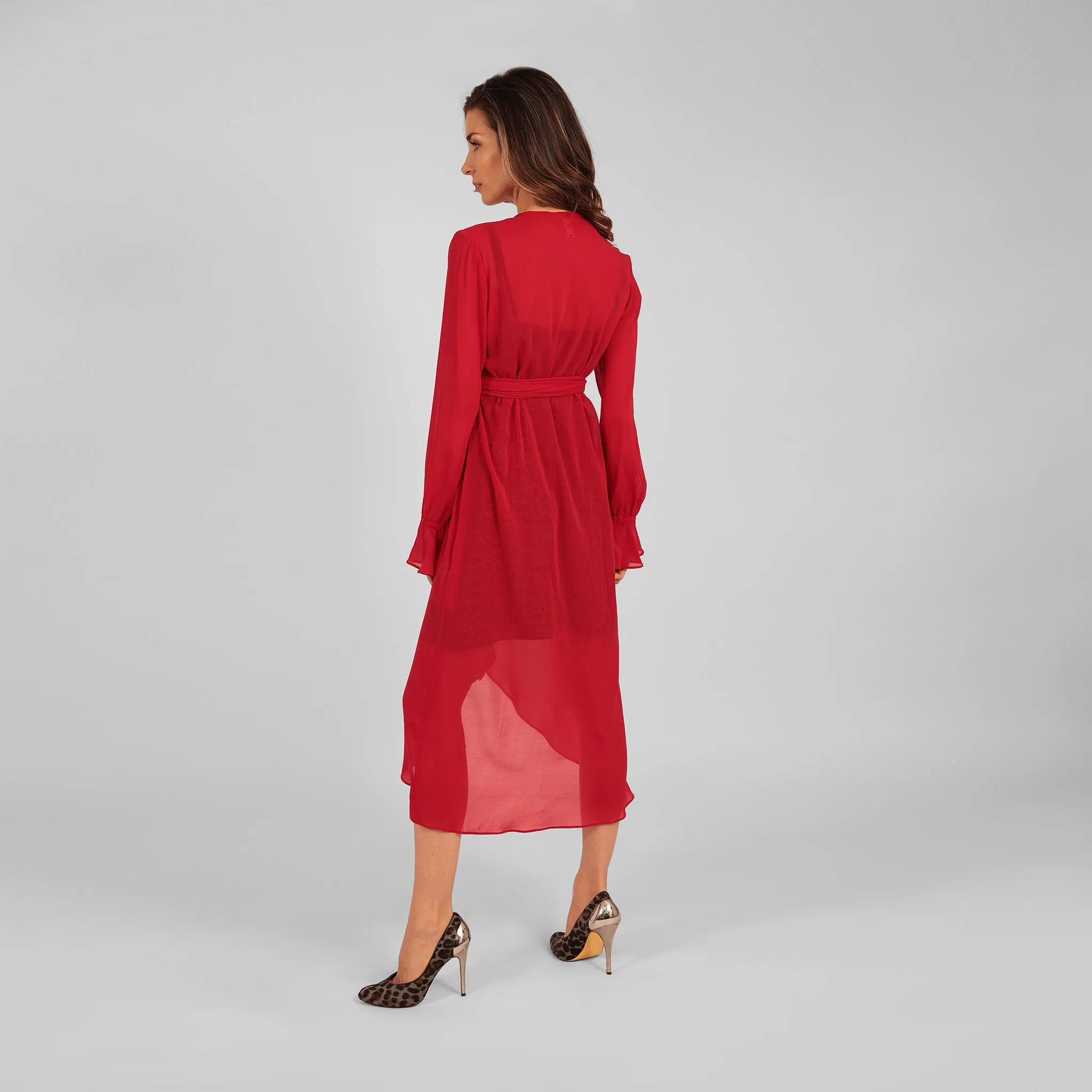 Houli midaxi wrap dress red