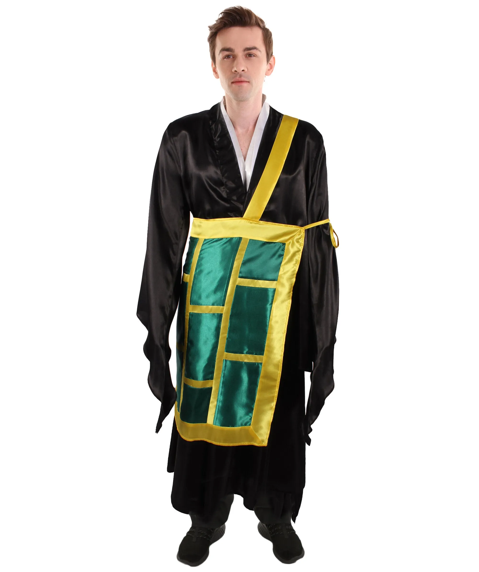 HPO Adult Men's Fantasy Anime Character Black Kimono Costume I Suitable for Halloween I Flame-retardant Synthetic Fabric