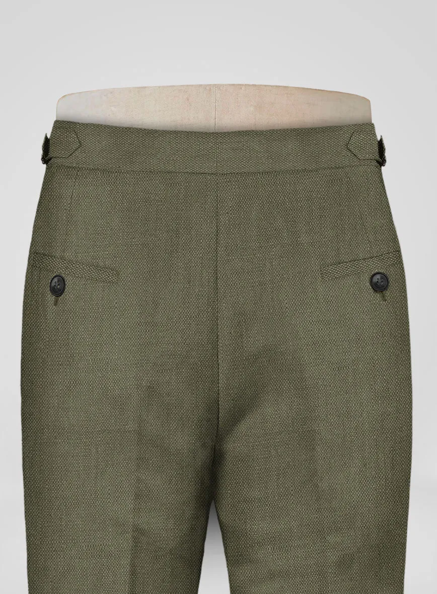 Italian French Green Linen Highland Trousers