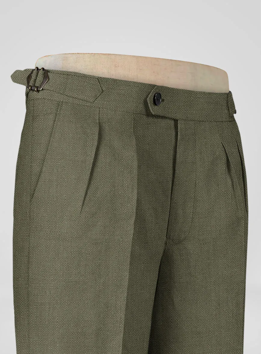 Italian French Green Linen Highland Trousers