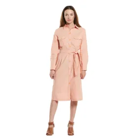 J. Peterman Women's Chambray Cotton Belted Shirtdress in Pumpkin