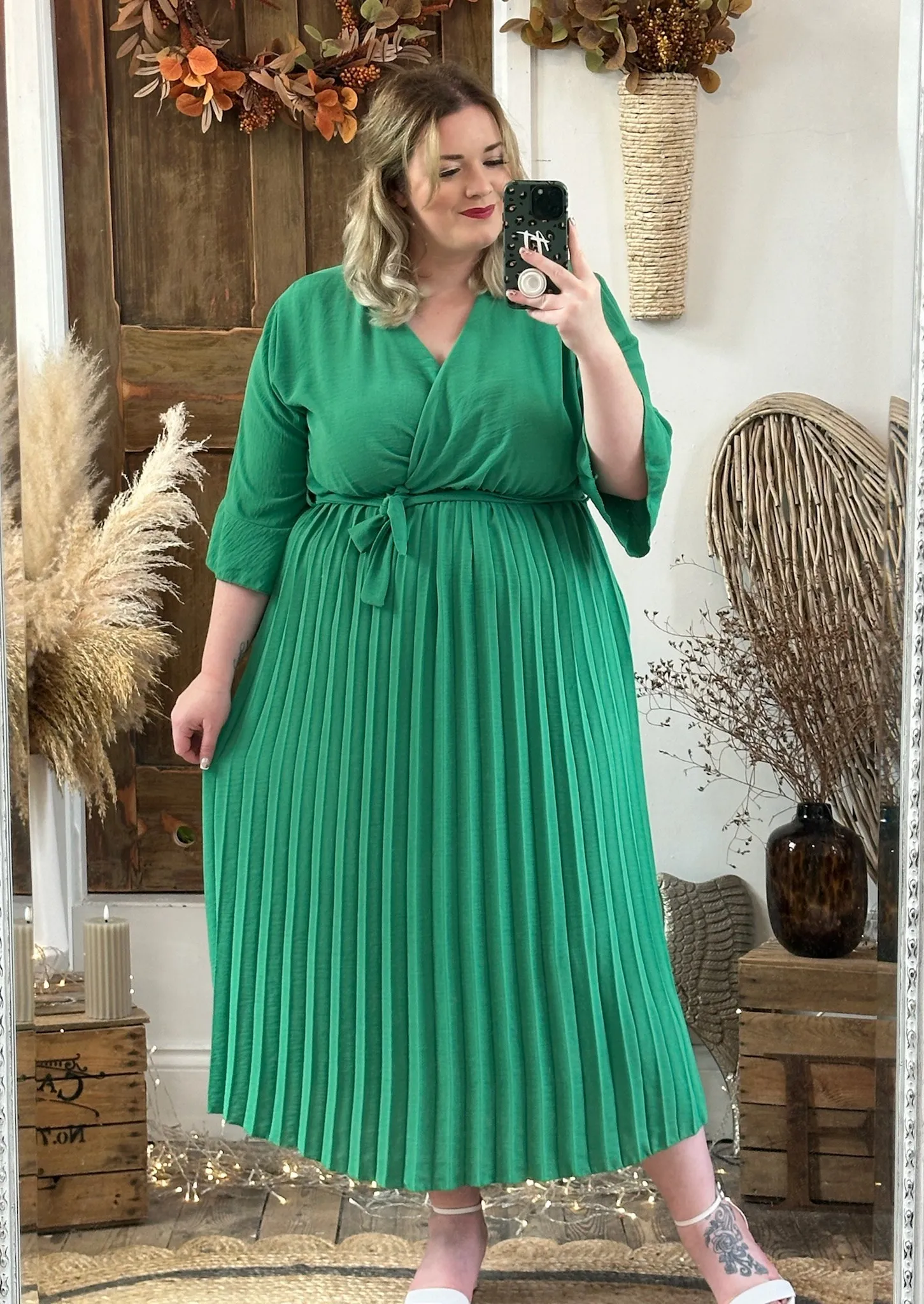 Jade Green Rowan Pleated Midaxi Dress