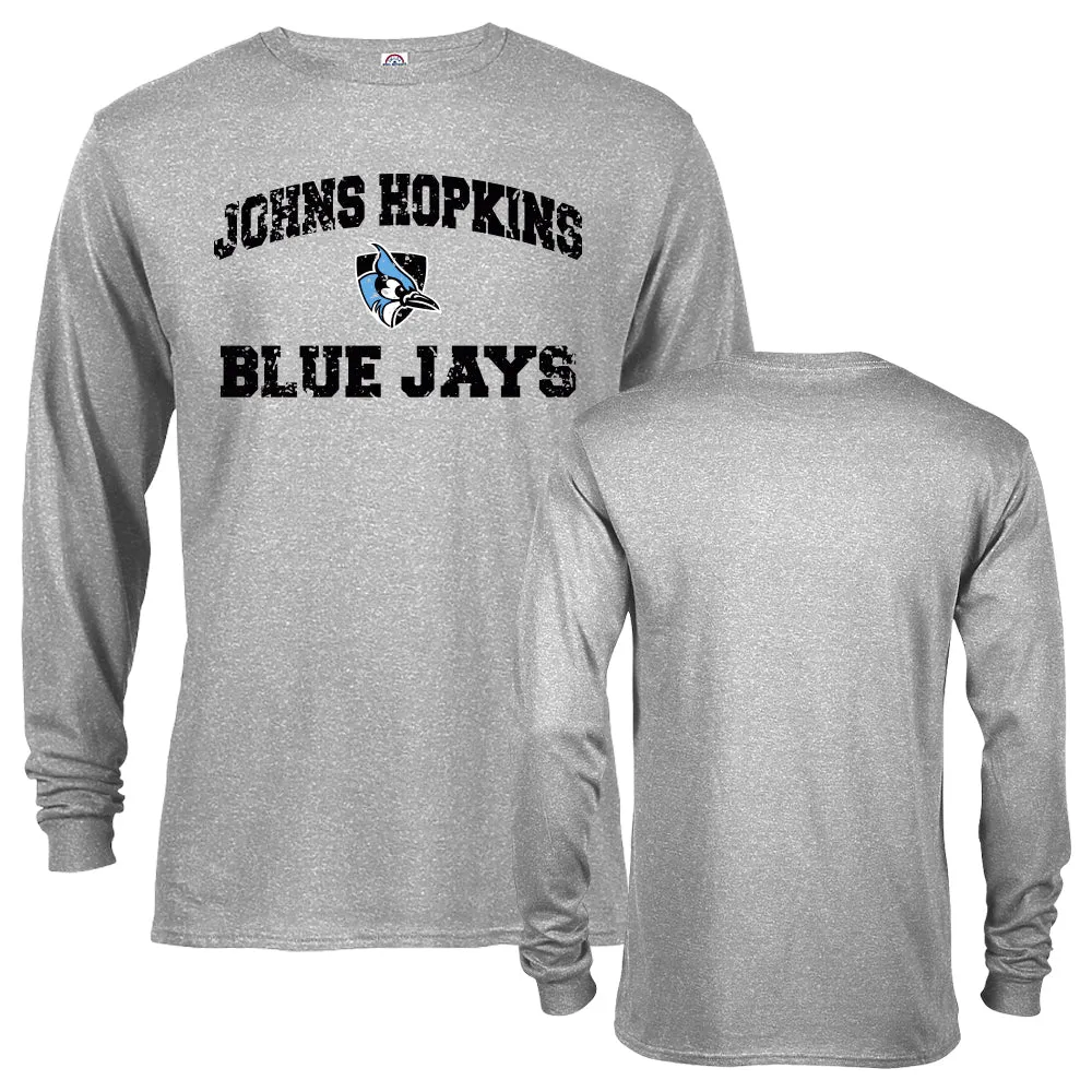 Johns Hopkins University Blue Jays Distressed Retro Logo Long Sleeve T-Shirt