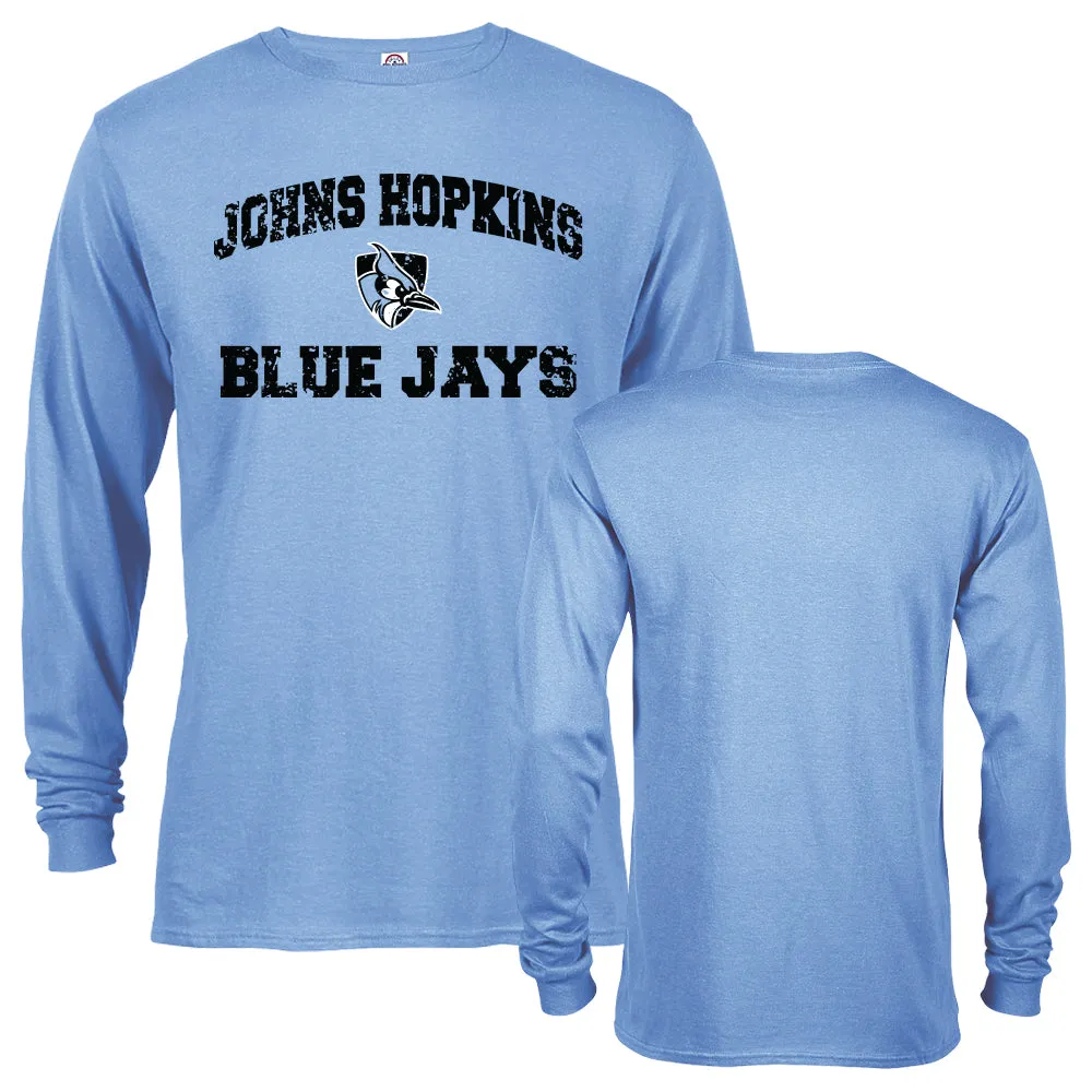 Johns Hopkins University Blue Jays Distressed Retro Logo Long Sleeve T-Shirt