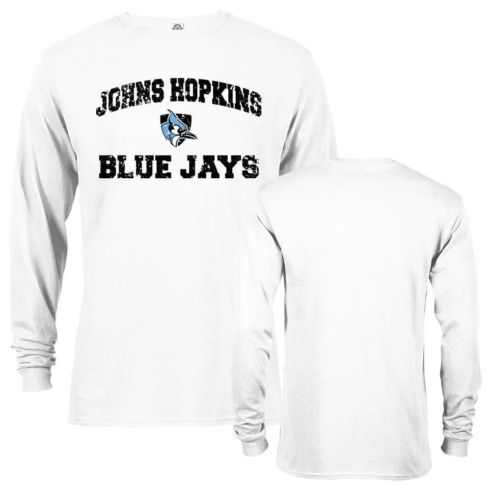 Johns Hopkins University Blue Jays Distressed Retro Logo Long Sleeve T-Shirt