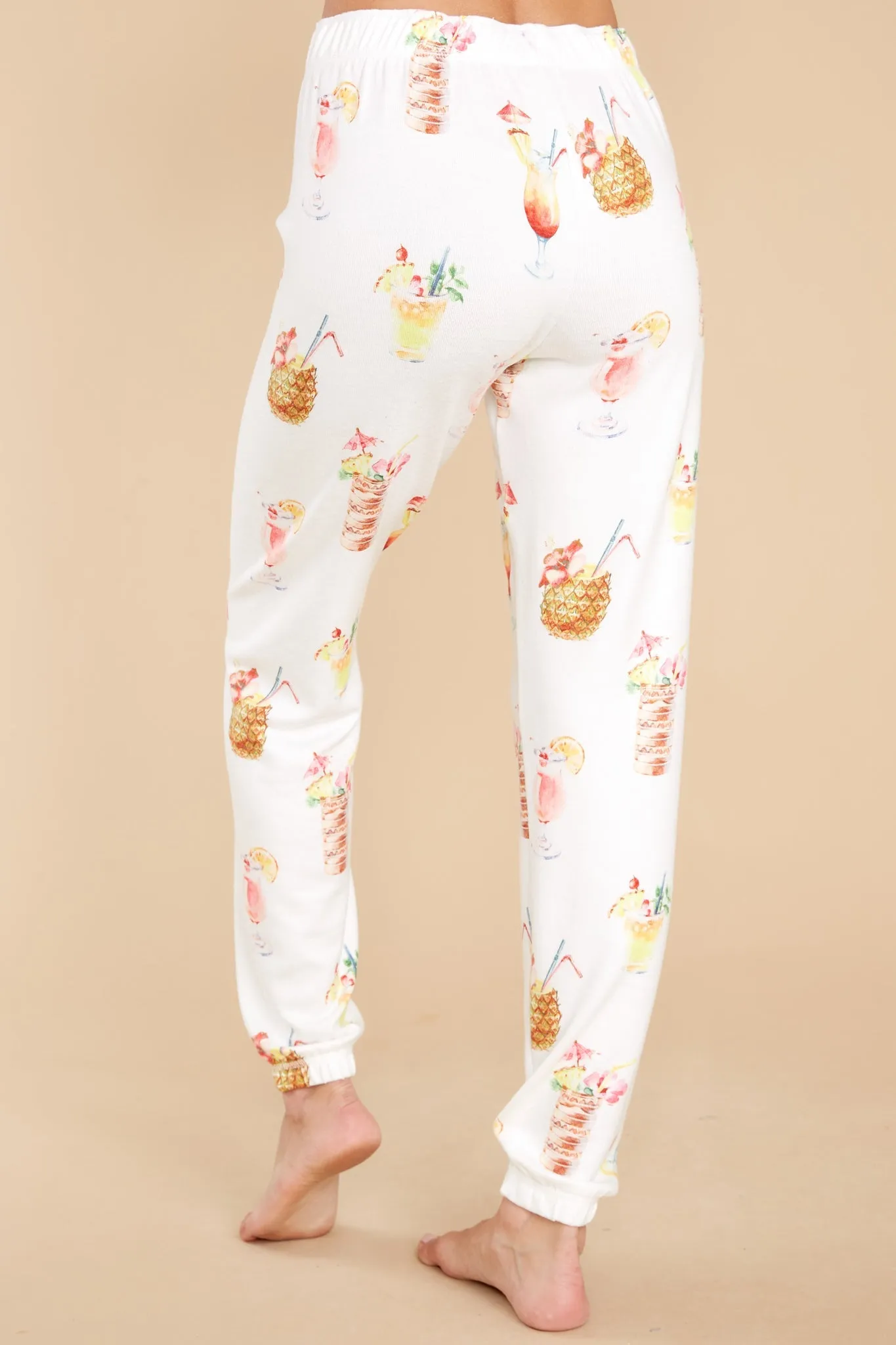 Let's Get Tropical Cocktail Print Banded Pants