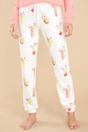 Let's Get Tropical Cocktail Print Banded Pants