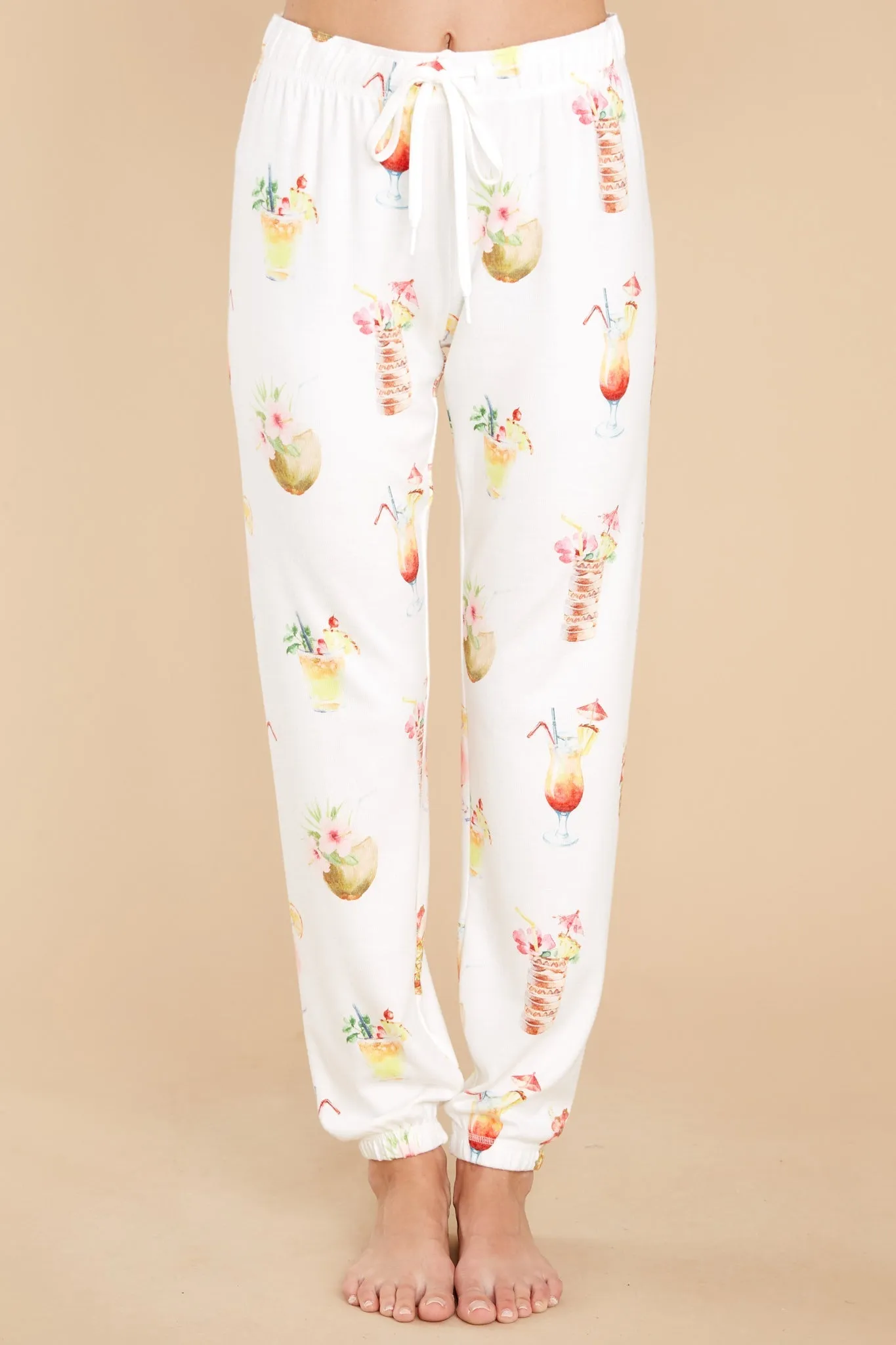 Let's Get Tropical Cocktail Print Banded Pants