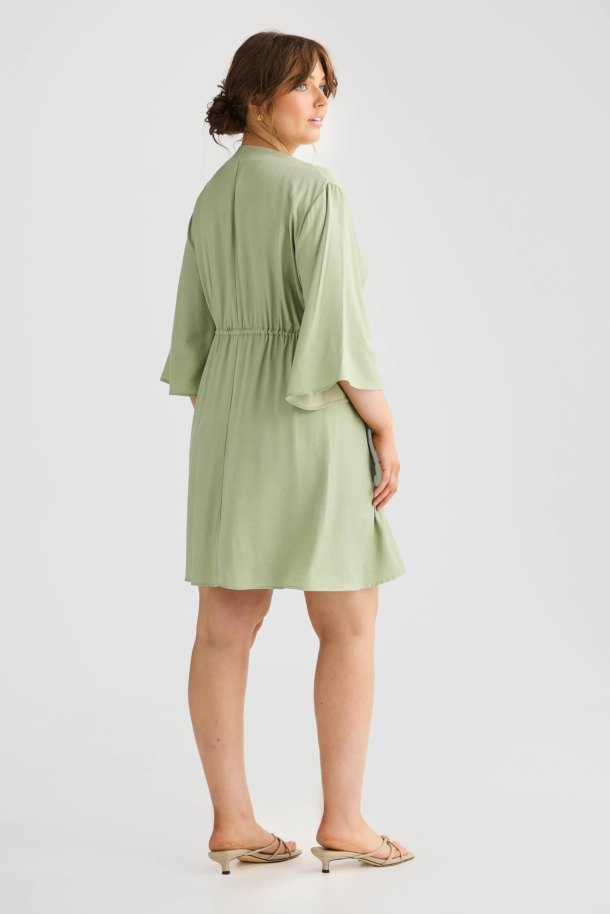 Long Sleeve Wrap Mini Dress - Seafoam