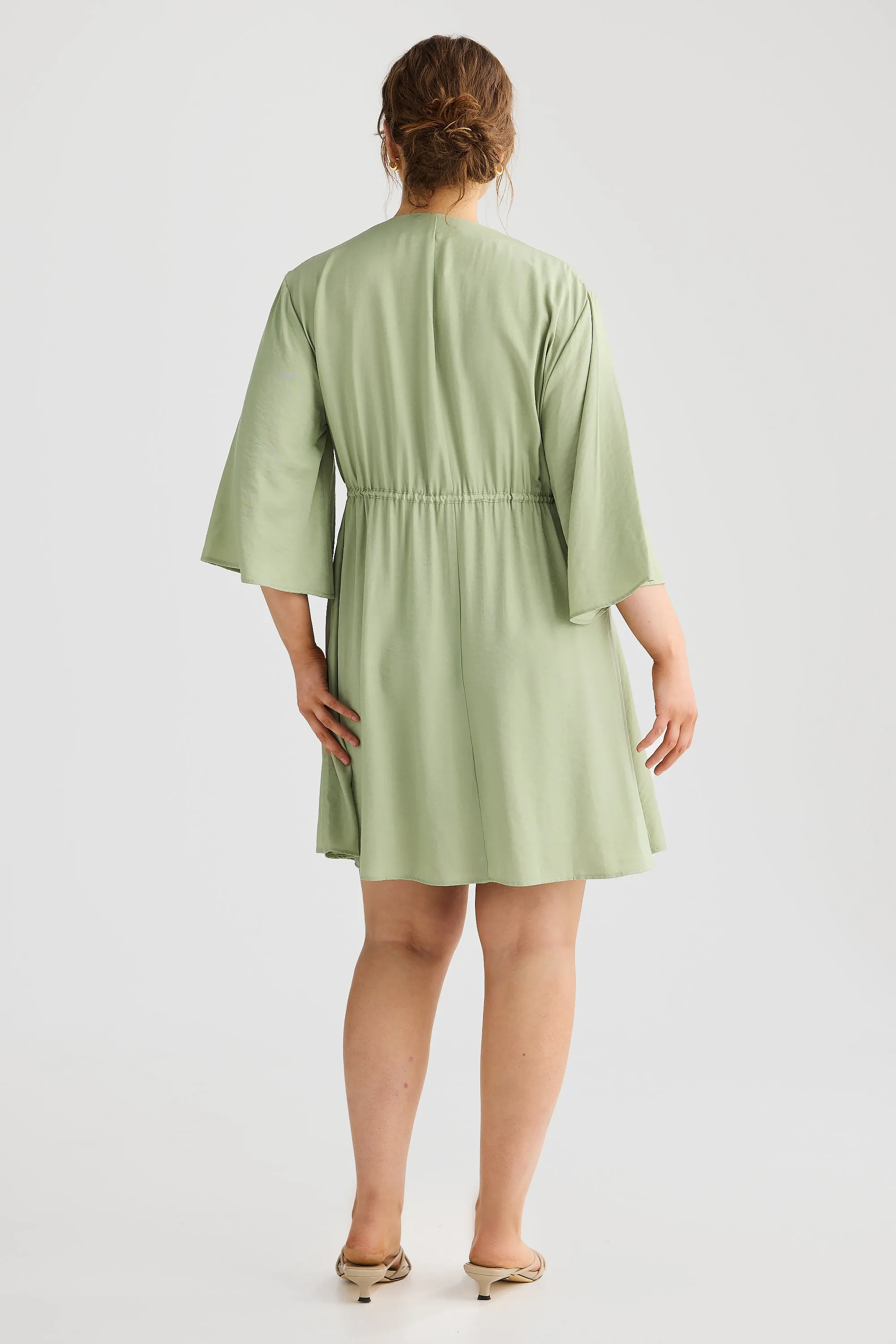 Long Sleeve Wrap Mini Dress - Seafoam