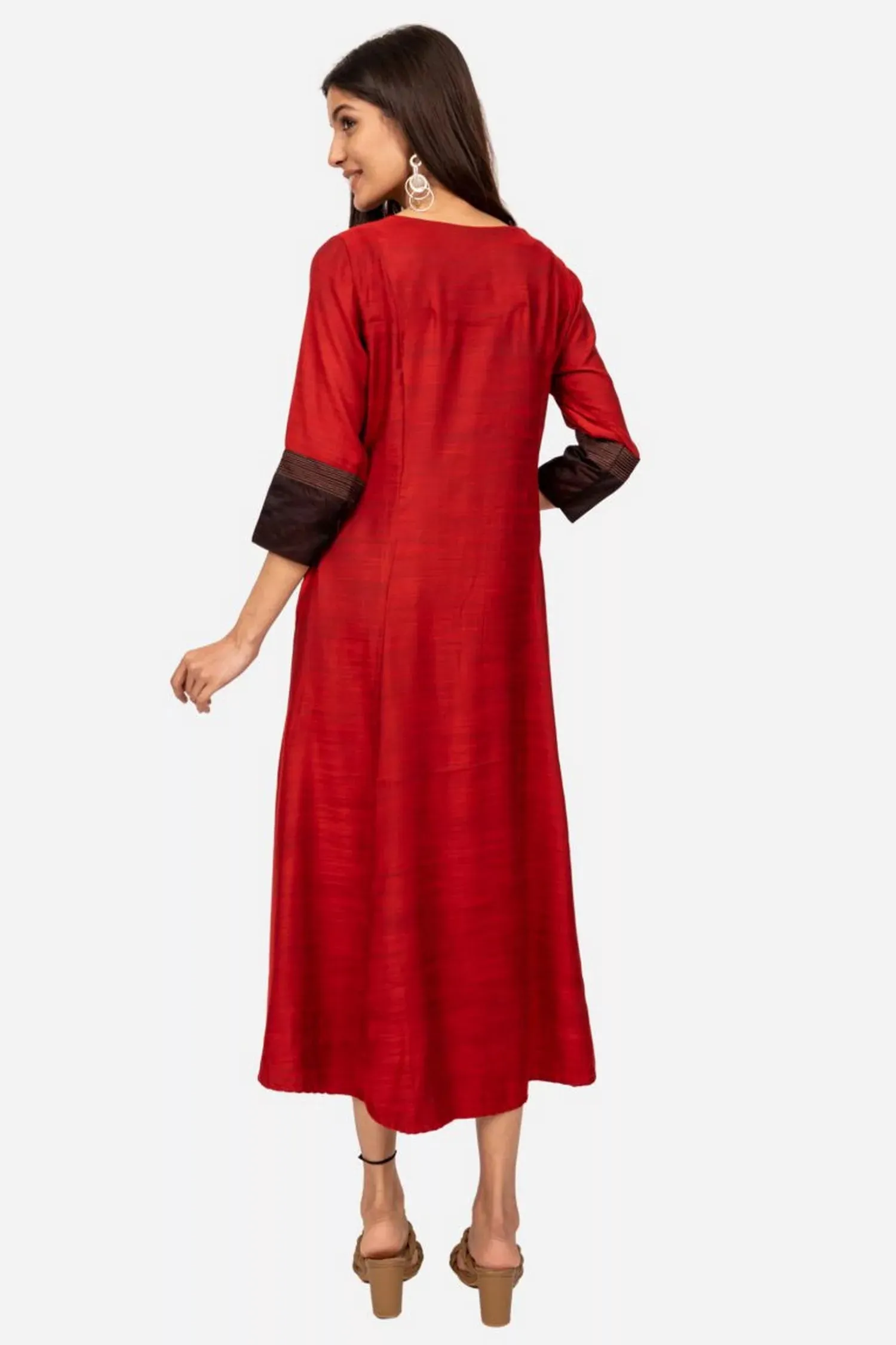 Maroon Double Shade Kurta Dress