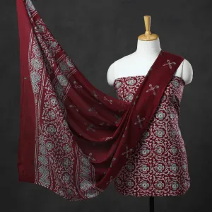 Maroon - Kutch Print Cotton 3pc Batik Dress Material 41