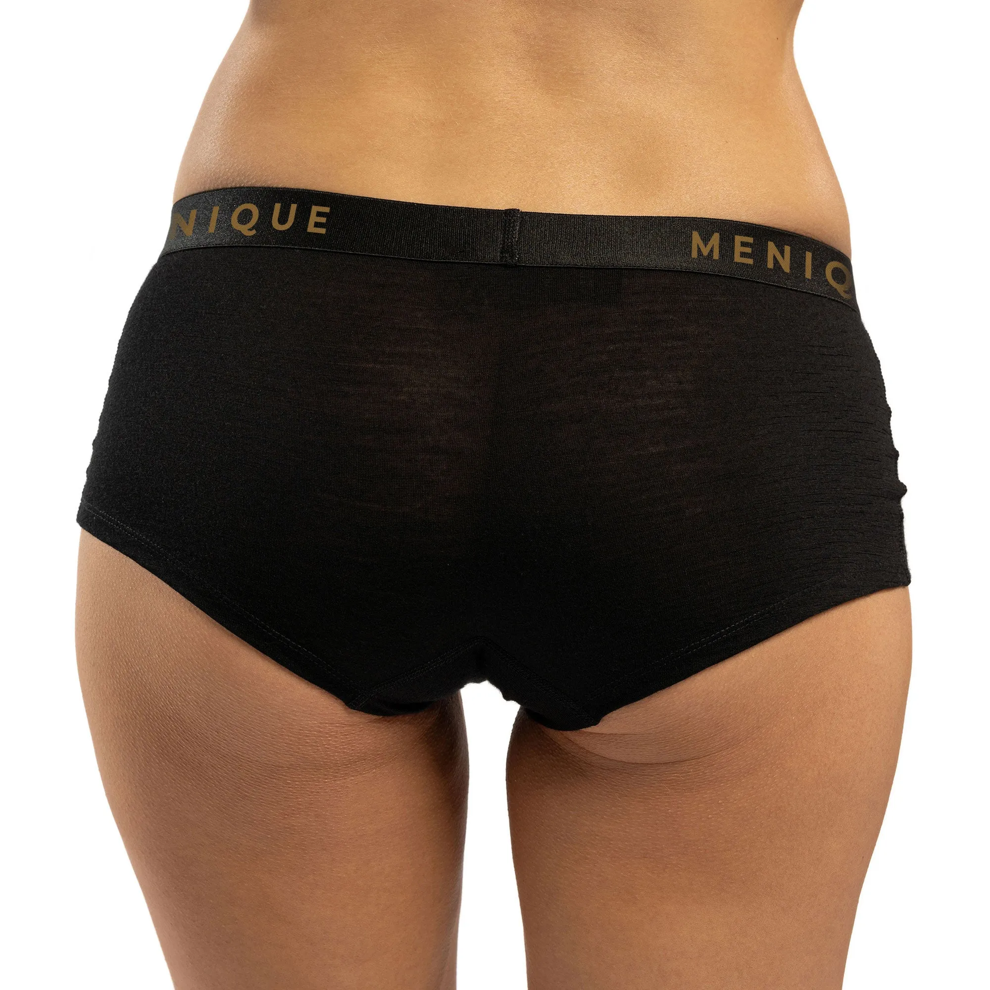 MENIQUE 100% Merino Wool Womens Tank Top & Boxers 2-Piece Black