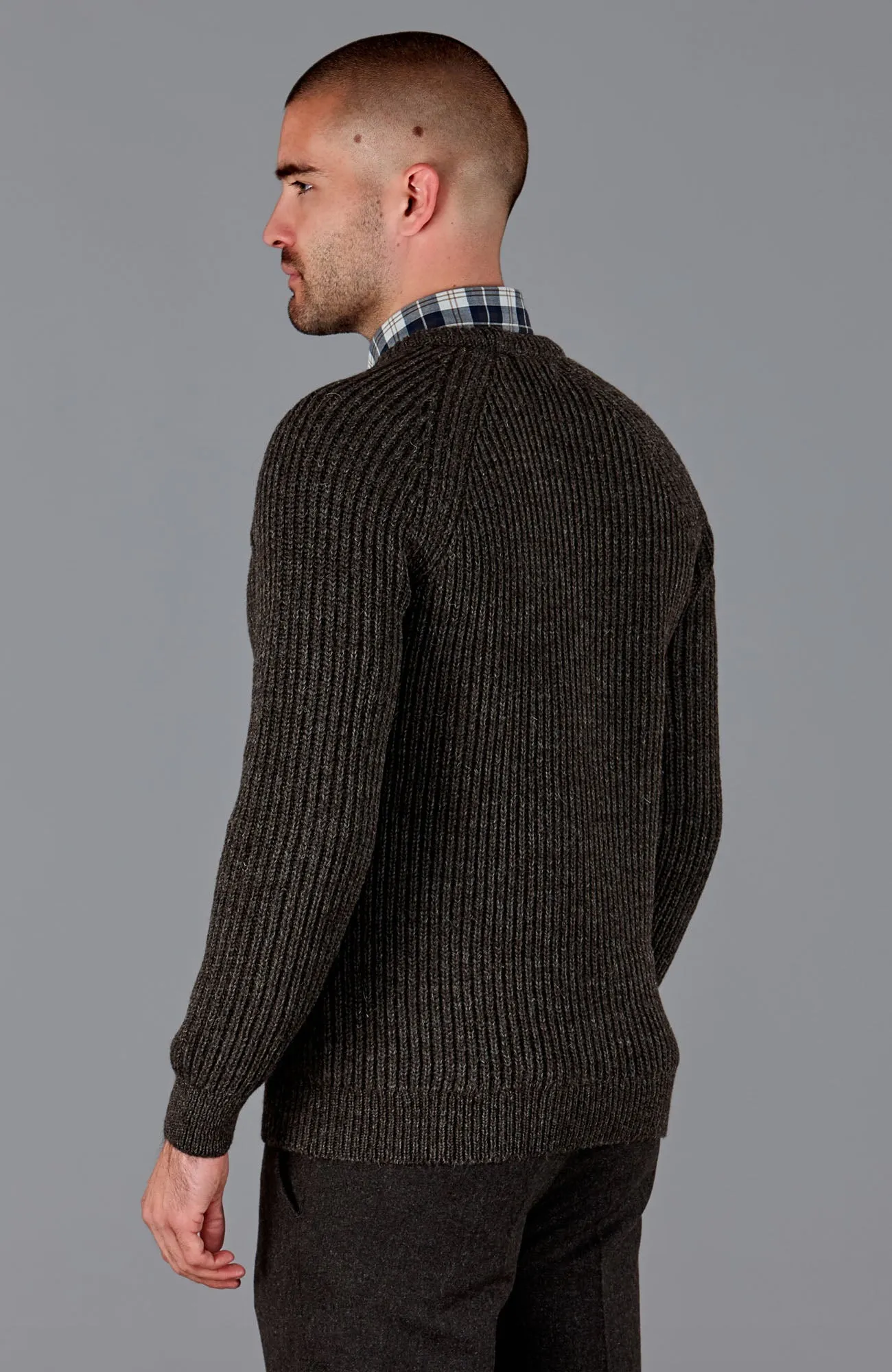 Mens British Wool Heavyweight Ribbed Jumper