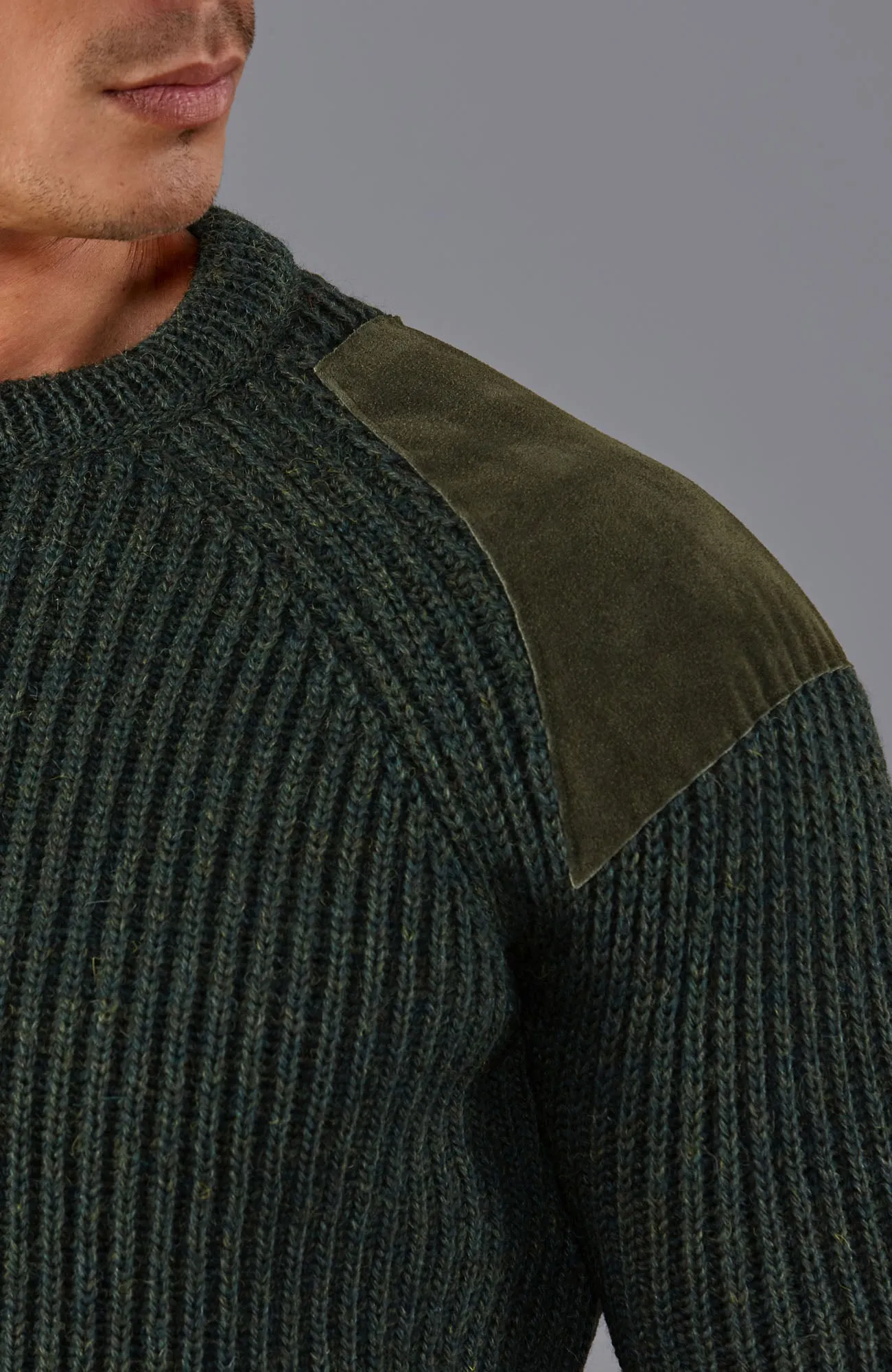 Mens Chunky British Wool Ribbed Shooting Jumper