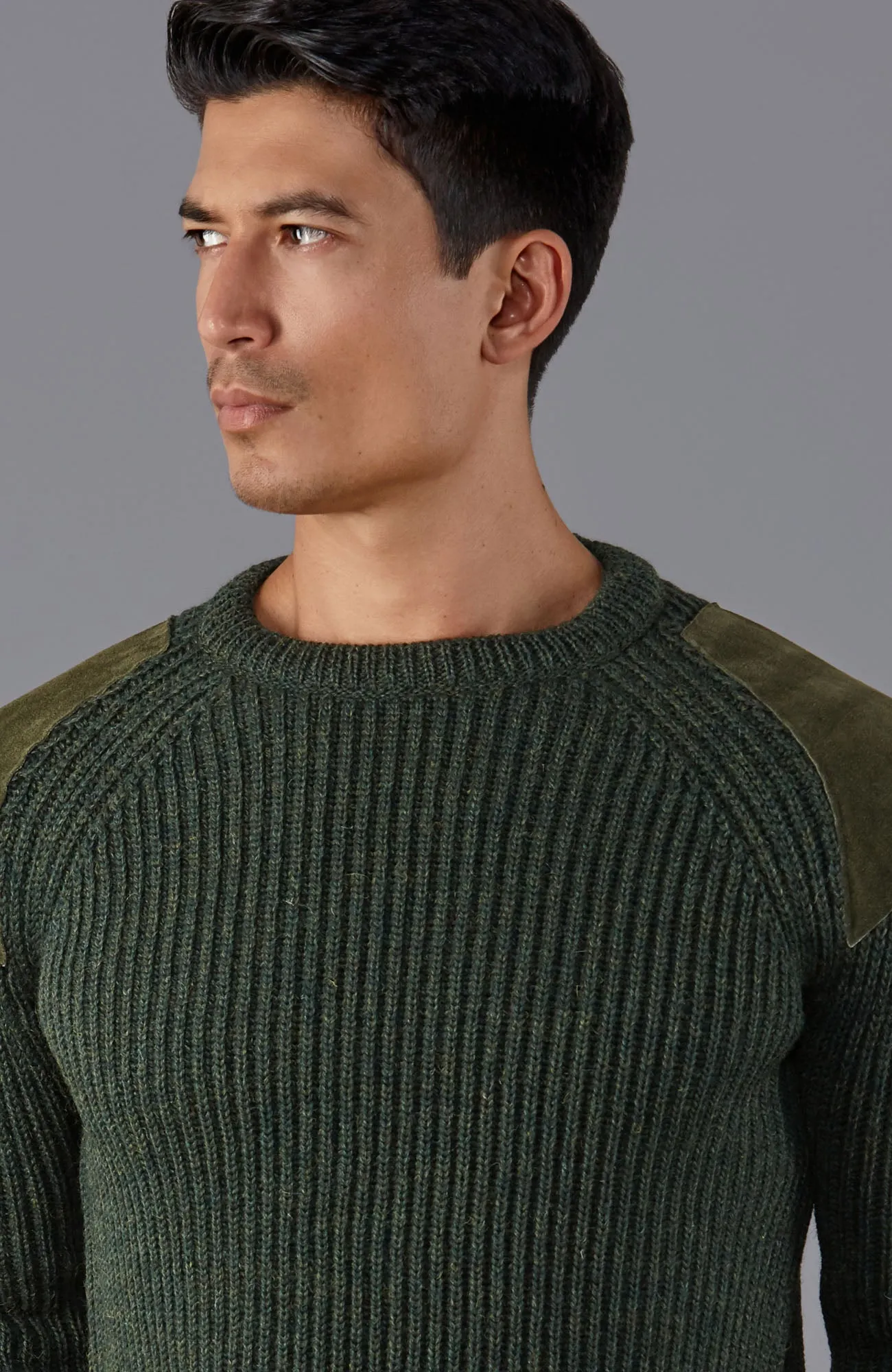 Mens Chunky British Wool Ribbed Shooting Jumper