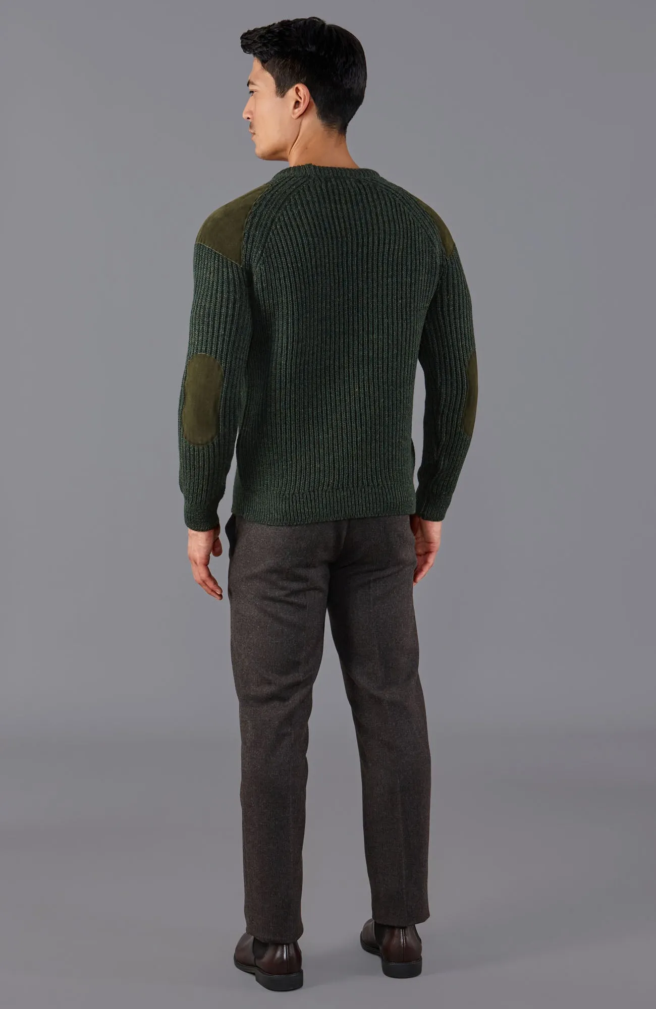 Mens Chunky British Wool Ribbed Shooting Jumper