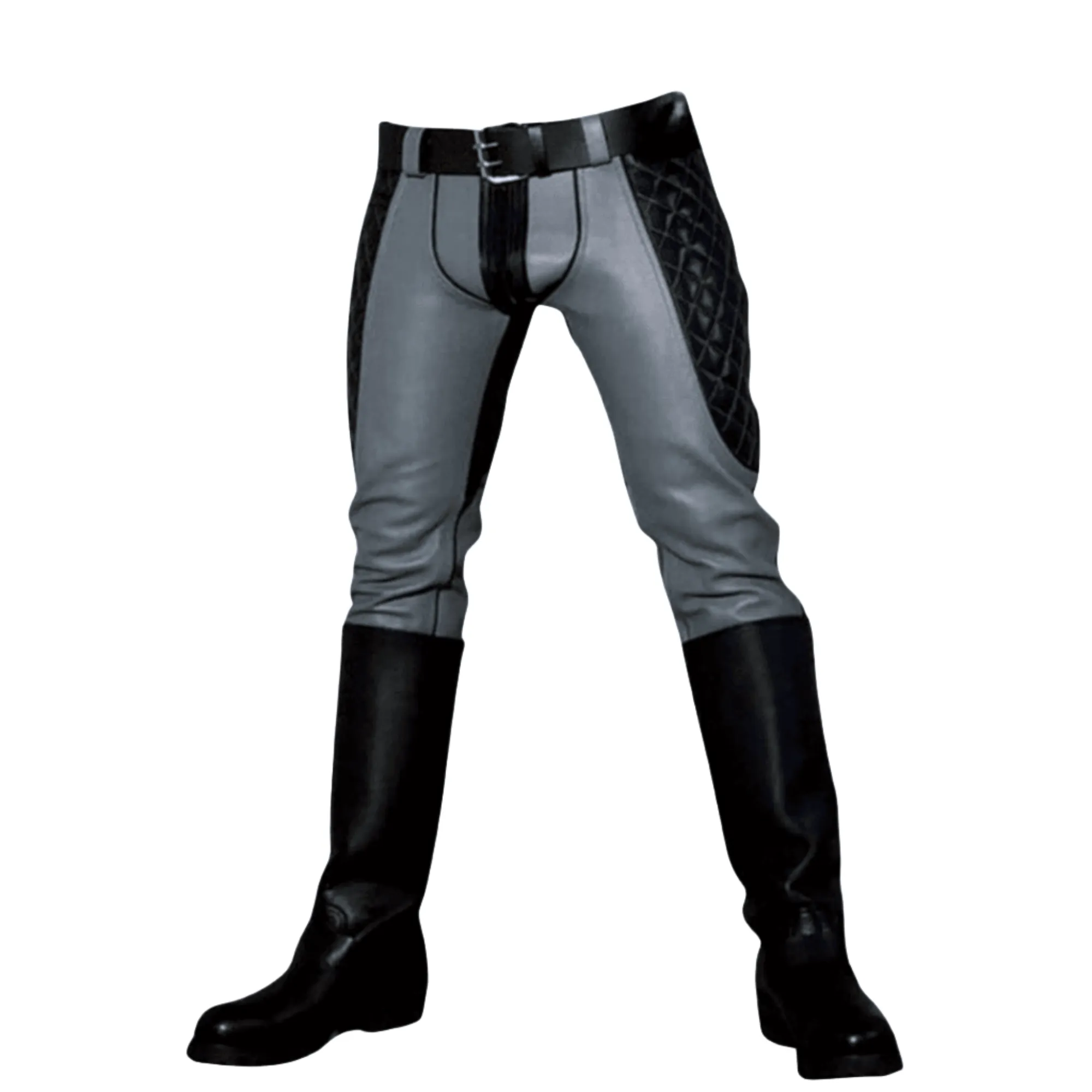 Mens Grey Leather Pants