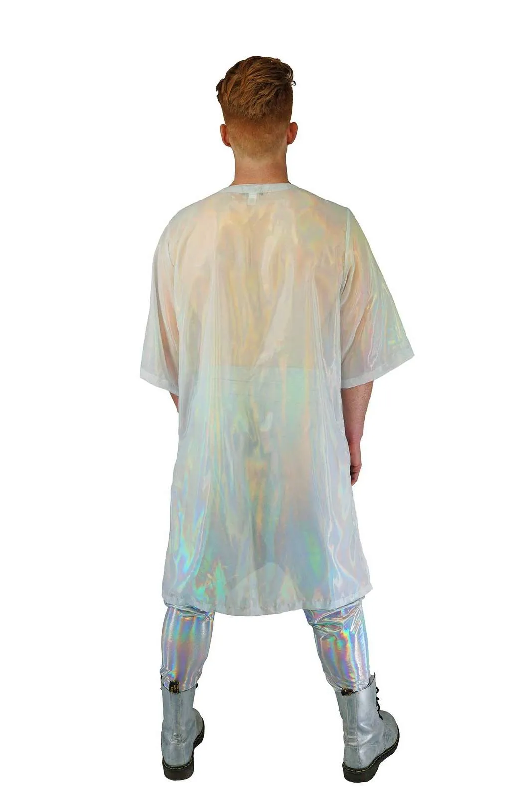 Mens Holographic White Kimono