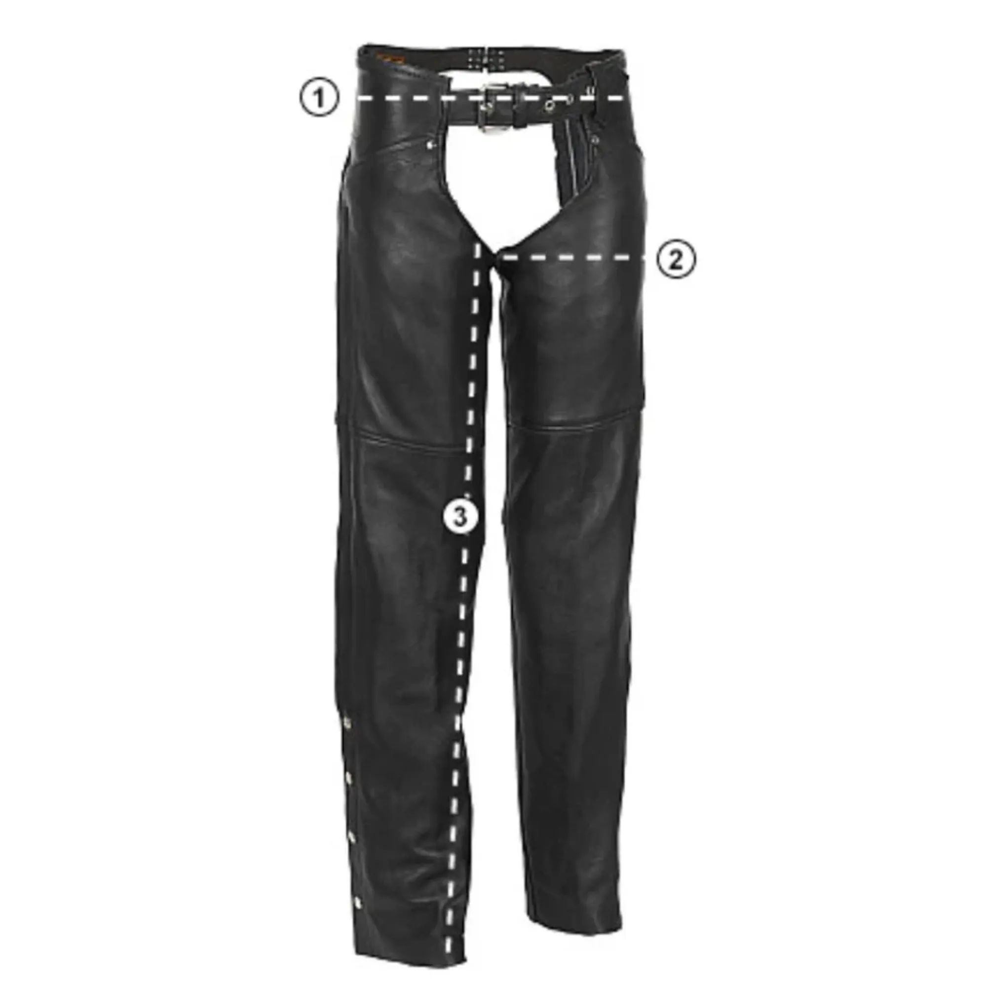 Mens Leather Chaps with Red Stripes and Belt