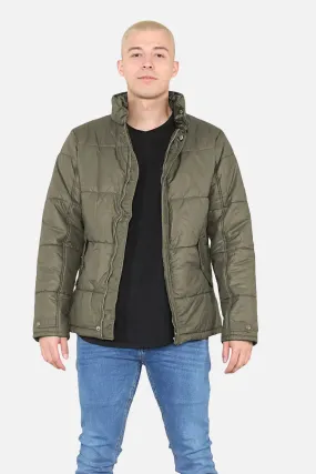 Mens Puffer Jacket in Olive For Men