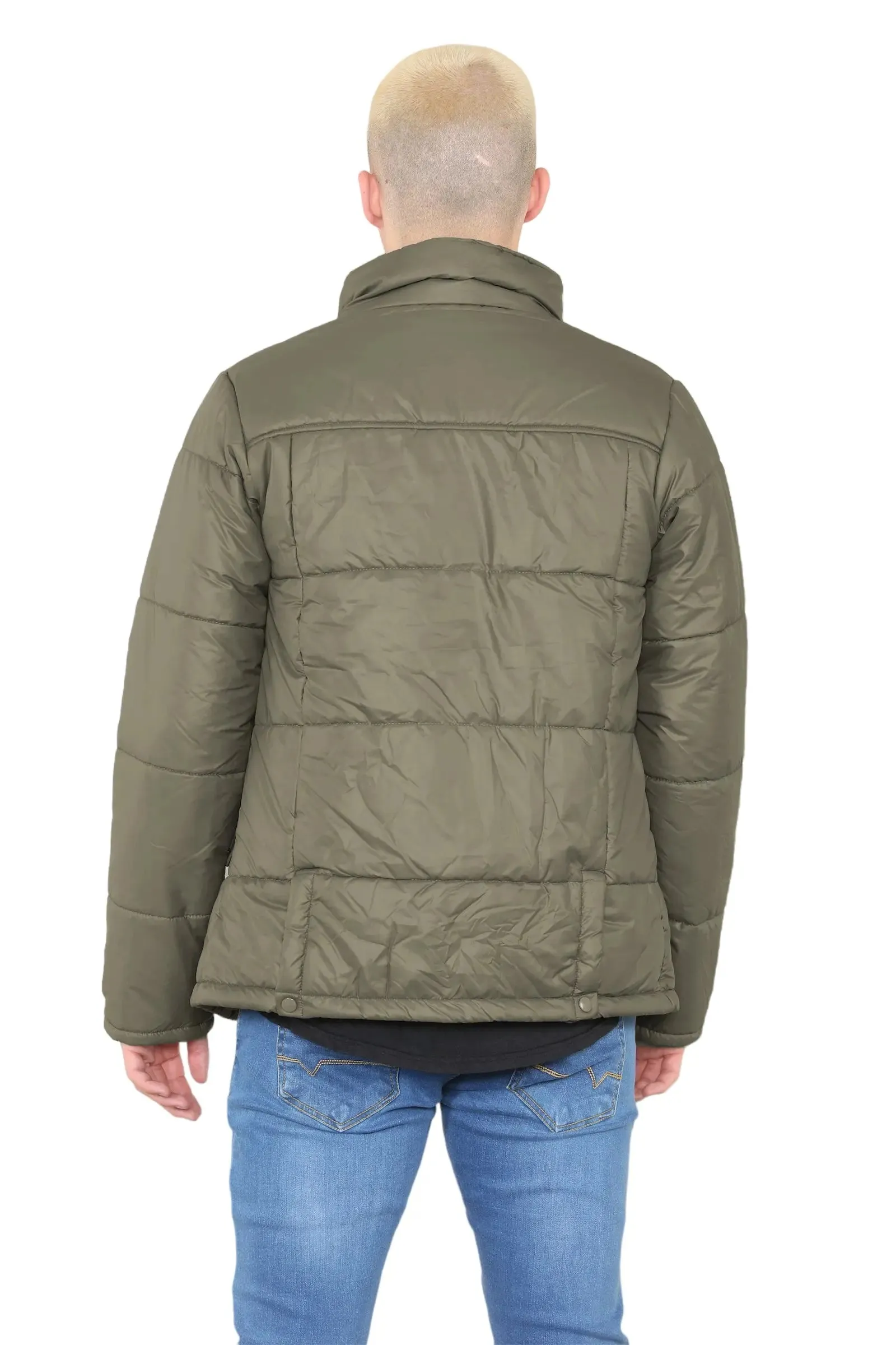 Mens Puffer Jacket in Olive For Men