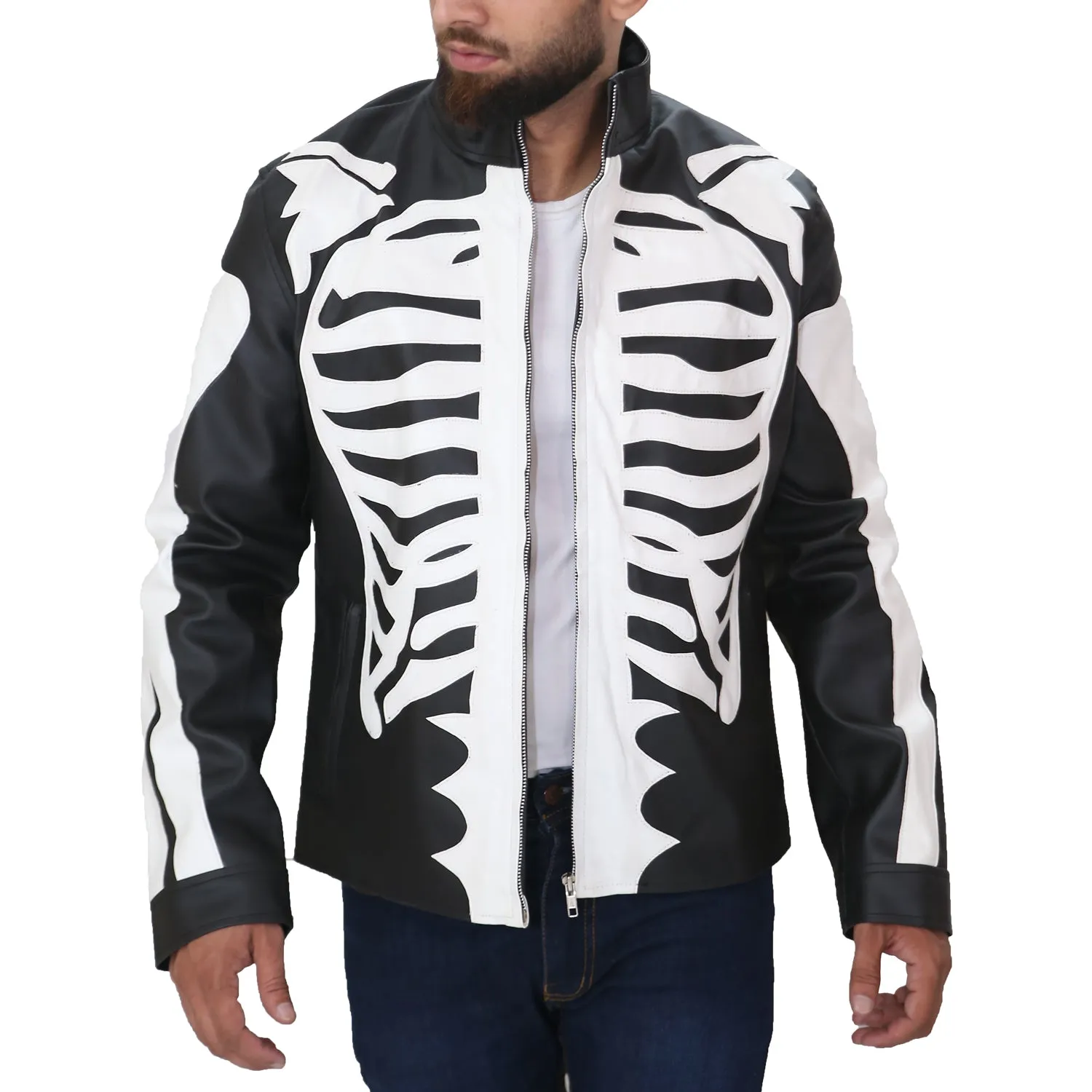 Men's Skeleton Bones Leather Jacket