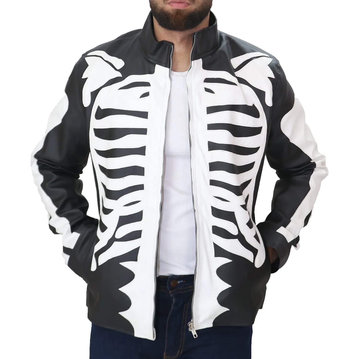 Men's Skeleton Bones Leather Jacket