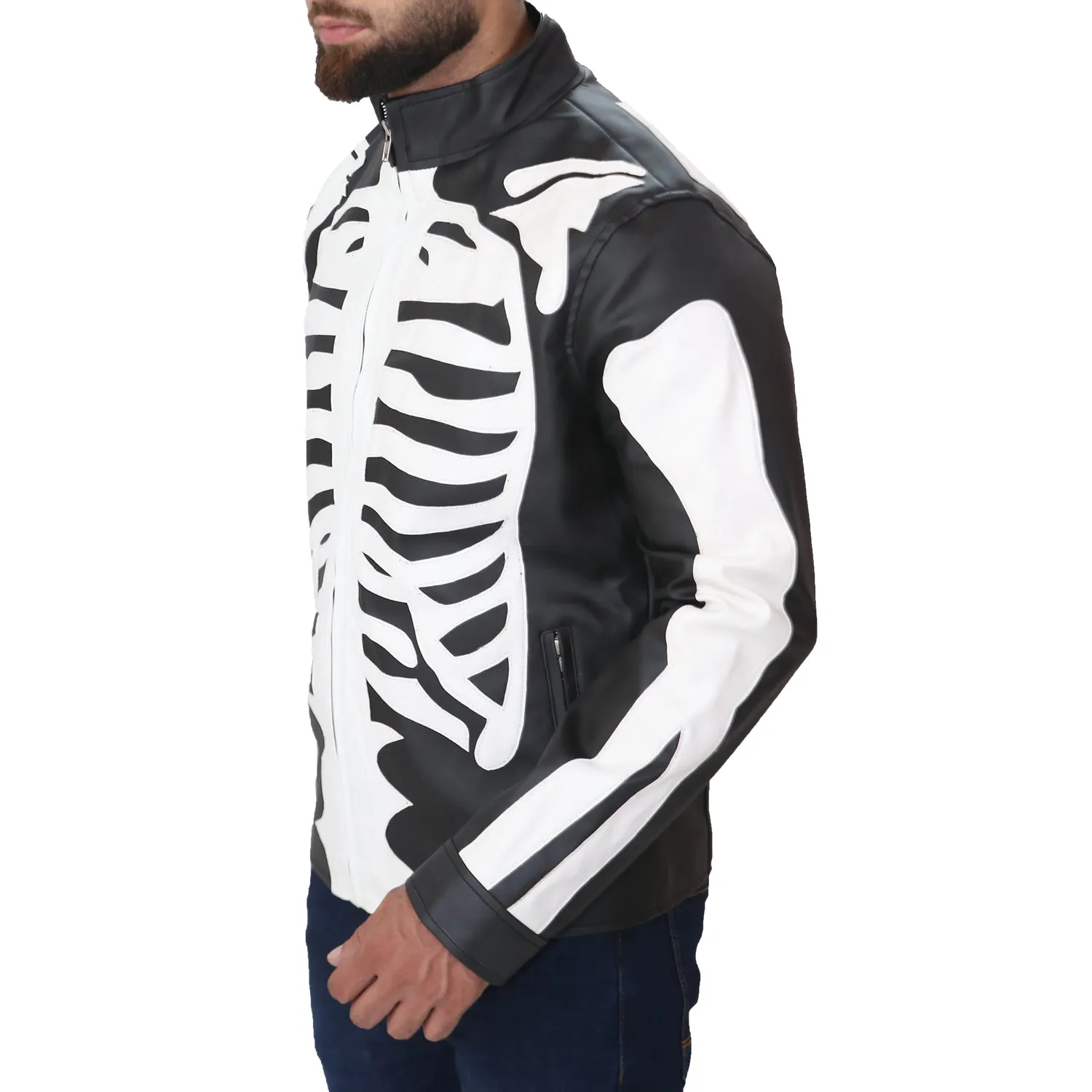 Men's Skeleton Bones Leather Jacket